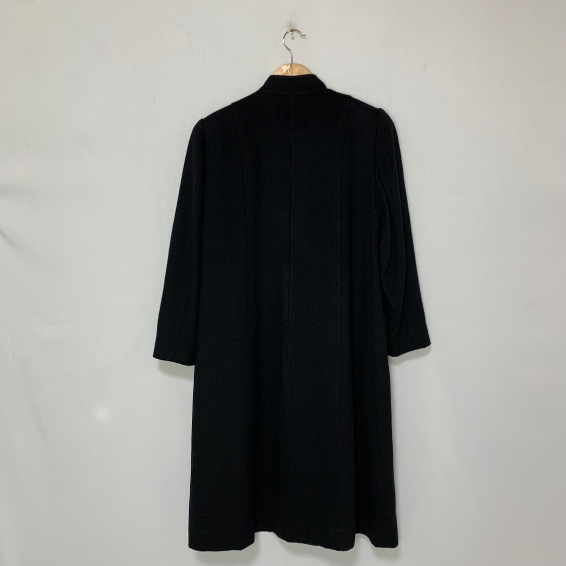빈티지 차이나카라 캐시미어 100% 블랙 롱 코트 남녀공용 상품이미지8