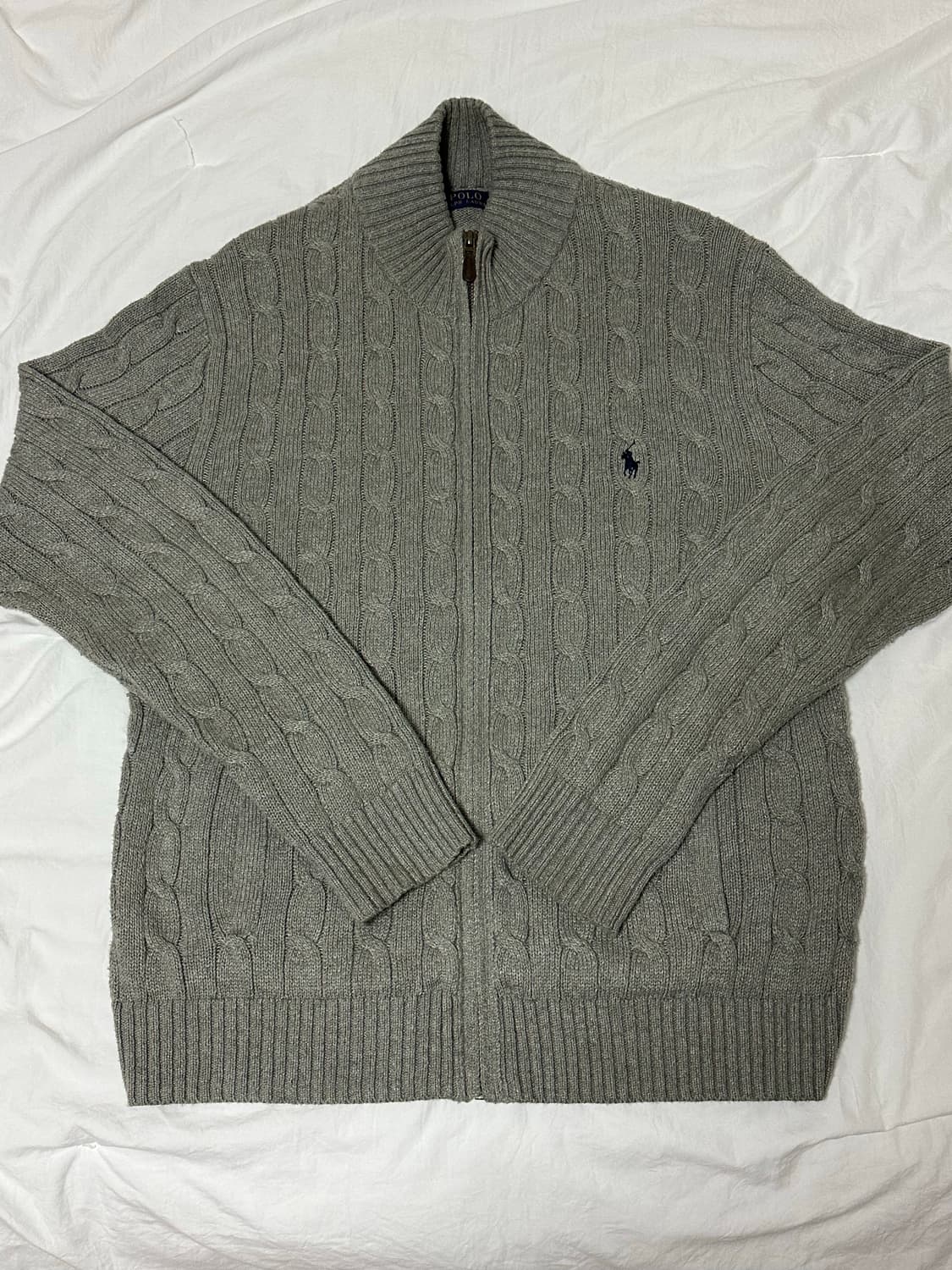 [정품]폴로 랄프로렌 케이블 니트 코튼 풀 지퍼 스웨터 상품이미지1