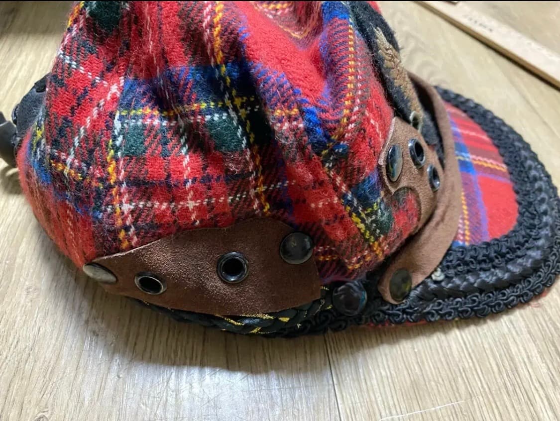 플란넬 체크 모자 상품이미지3