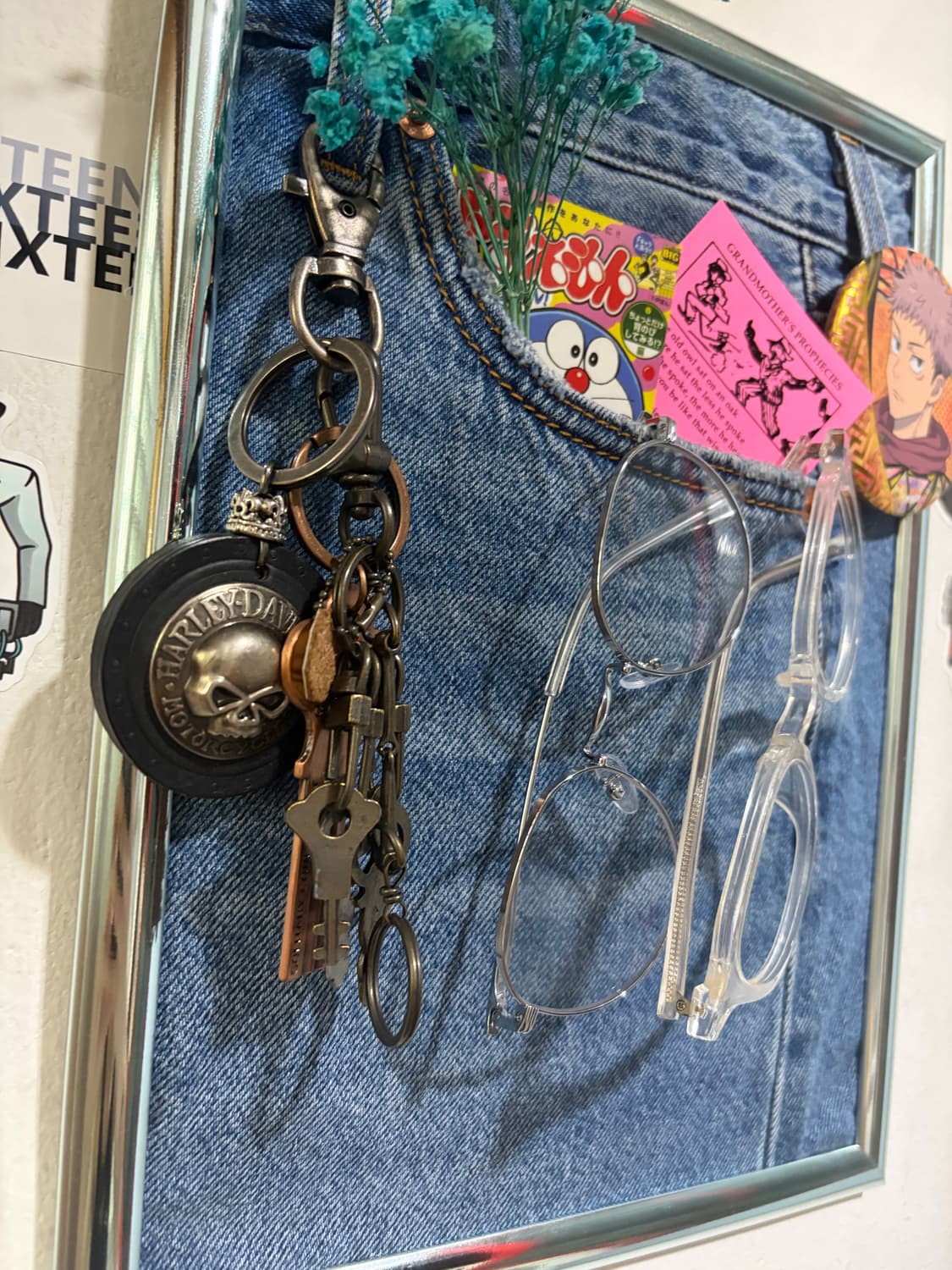 빈티지 핸드메이드 데님 액자 상품이미지3