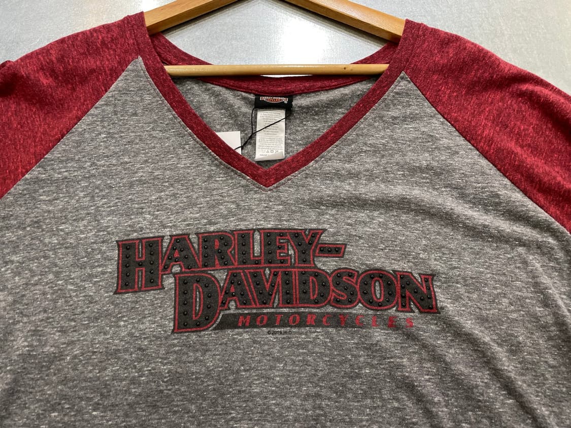 (L) Harley Davidson 할리 브이넥 7부 나그랑 큐빅 반팔티 상품이미지8