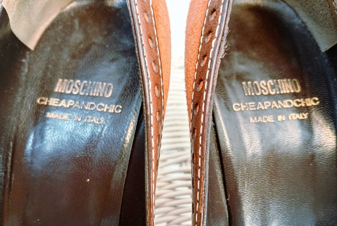 MOSCHINO / 브라운 가죽 스웨이드 힐 상품이미지4