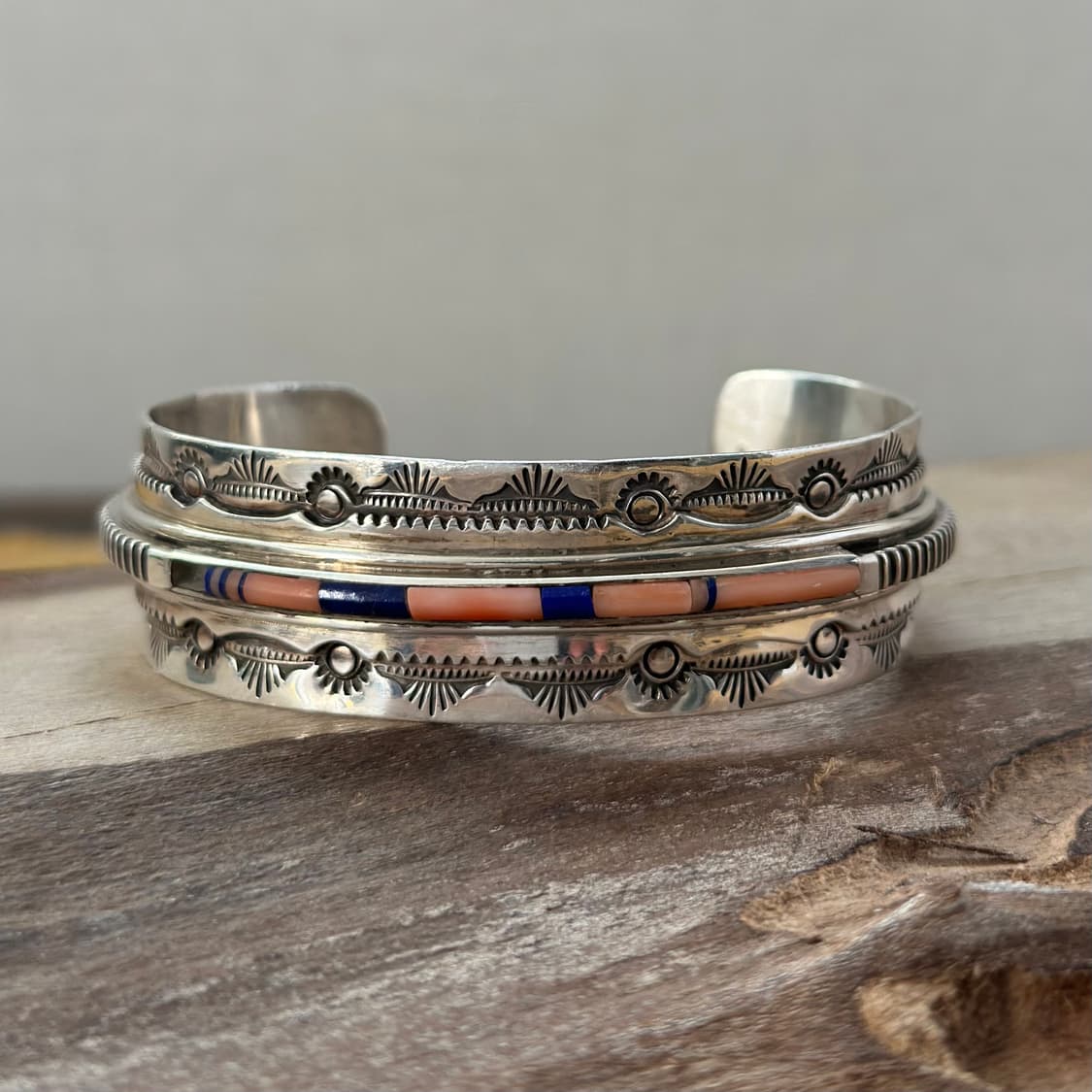 네이티브아메리칸 인디언주얼리 나바호 Rick tolino 인레이 커프 상품이미지1