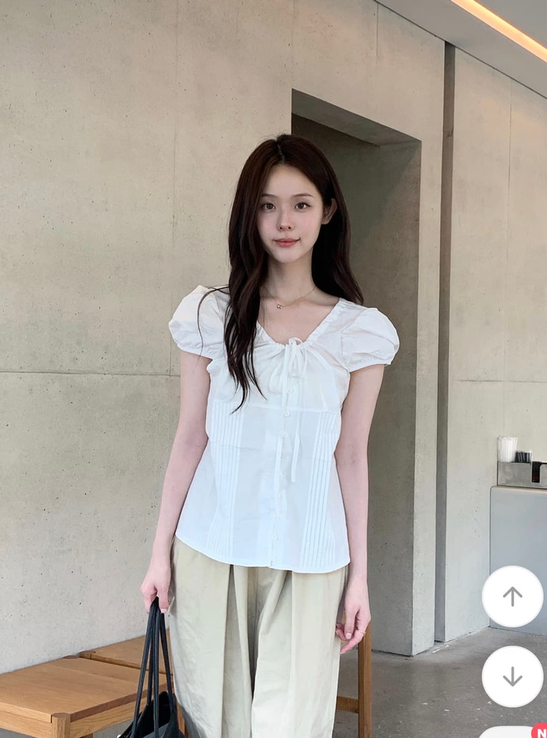 Twee 유포리아 퍼프 반팔 블라우스 옐로우 상품이미지3