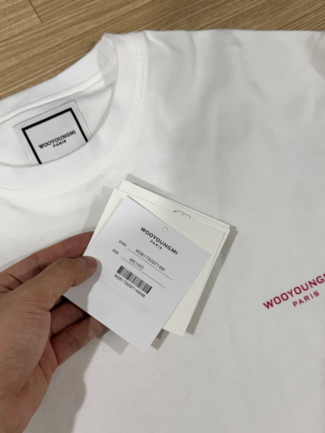[48] 우영미 26SS 터프트 자수 백로고 티셔츠 화이트 상품이미지4