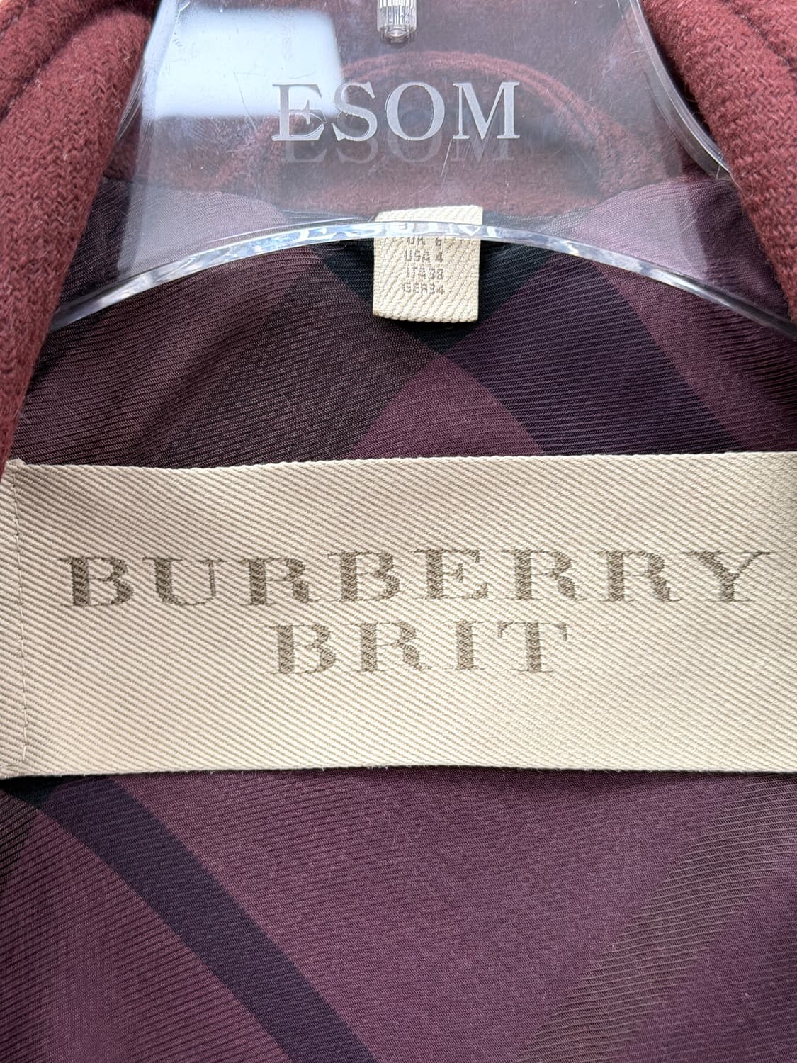 버버리 브릿 버건디 울 캐시미어 페플럼 코트 상품이미지7