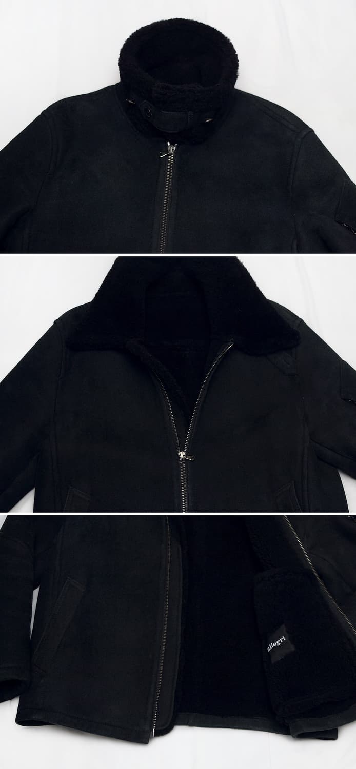 알레그리 올블랙 모던에센셜 천연 양가죽 숏무스탕 자켓 (50 / 100) 상품이미지4