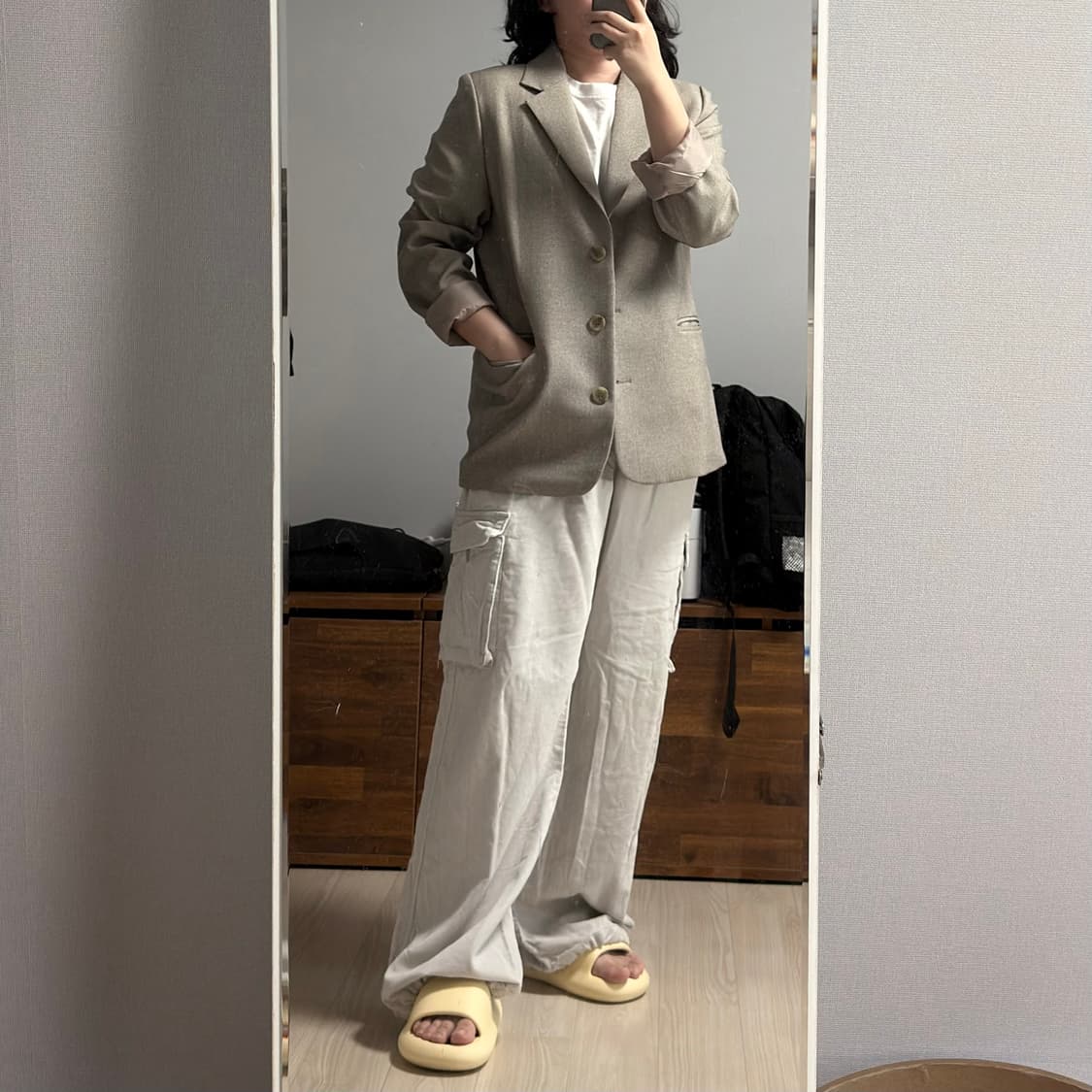 루즈핏 베이지 자켓 상품이미지1