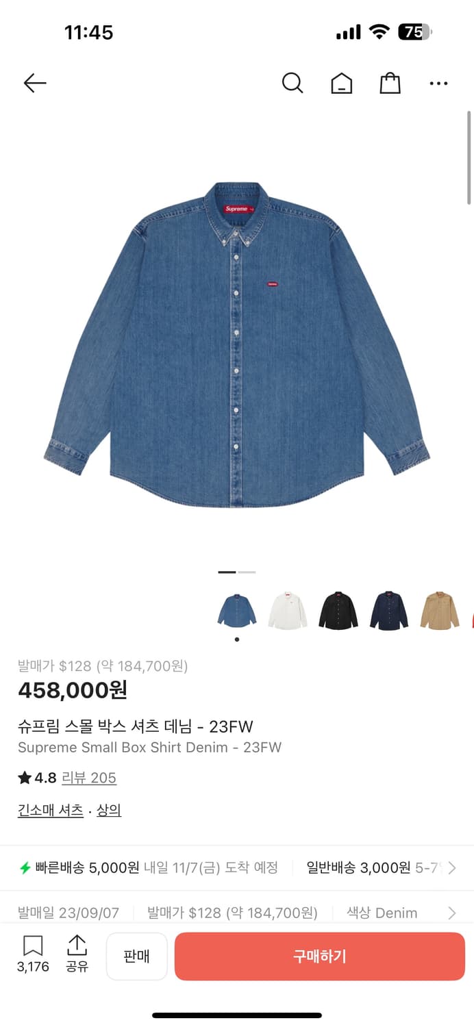 슈프림 스몰 박스 셔츠 데님- 23FW (S) 상품이미지5