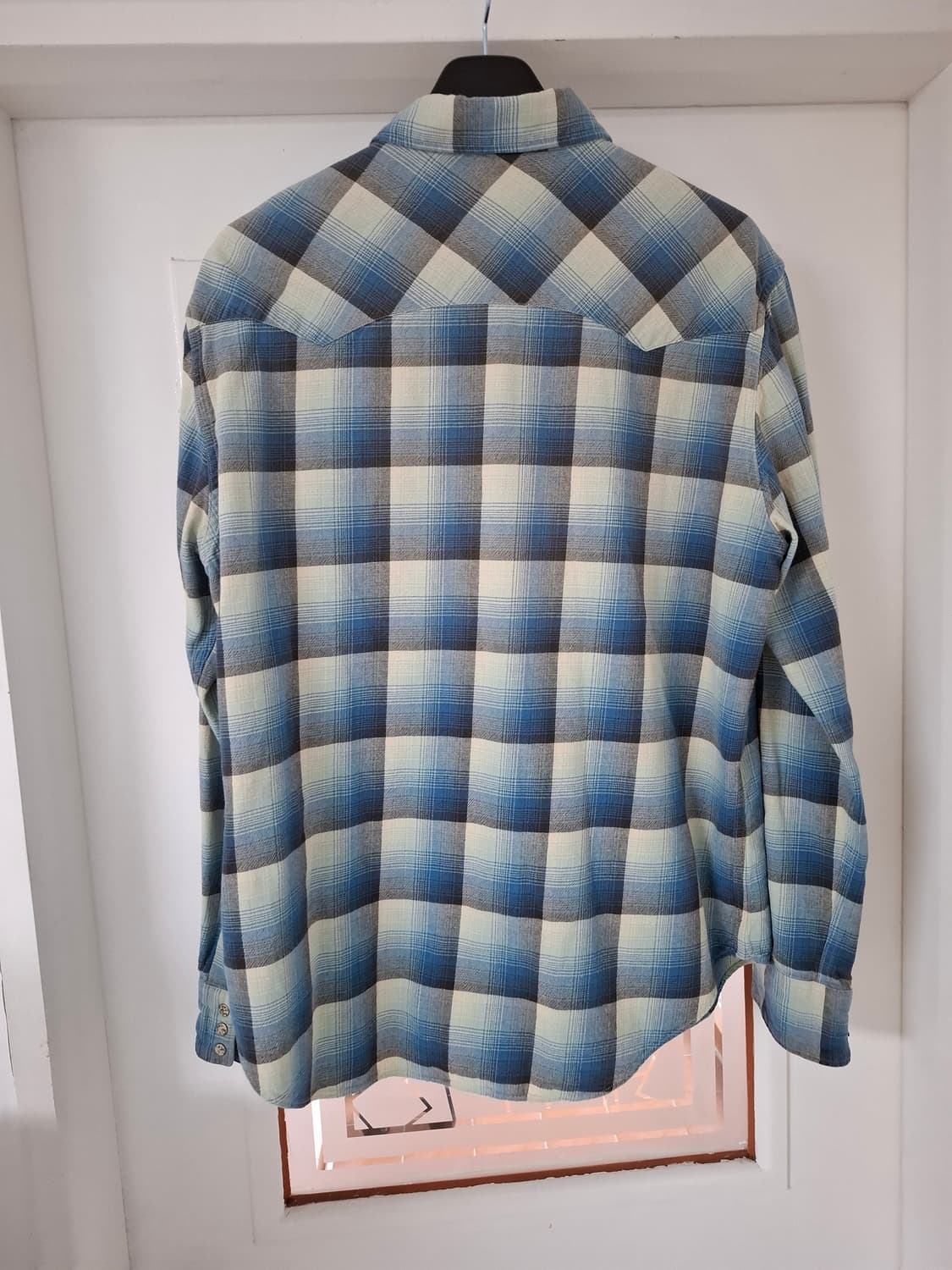 XL RRL 더블알엘 플래드 트윌 블루 체크 웨스턴 셔츠 상품이미지8