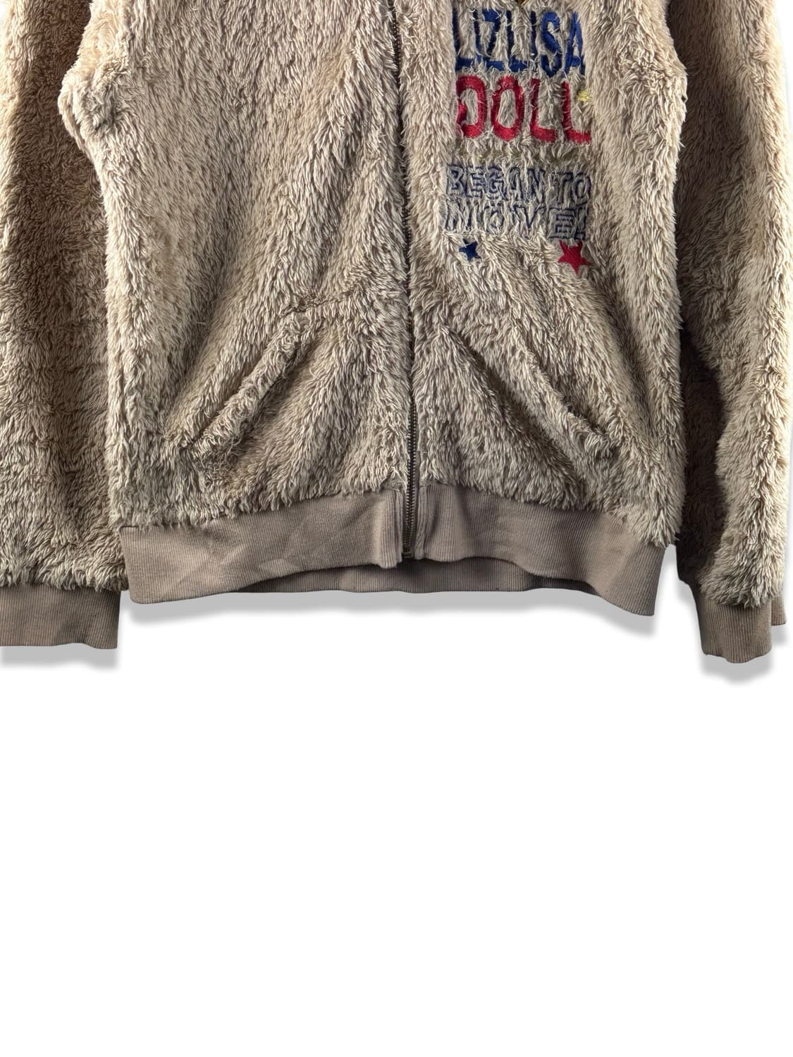 리즈리사돌 베이지 퍼 체크후드 집업2027 상품이미지4