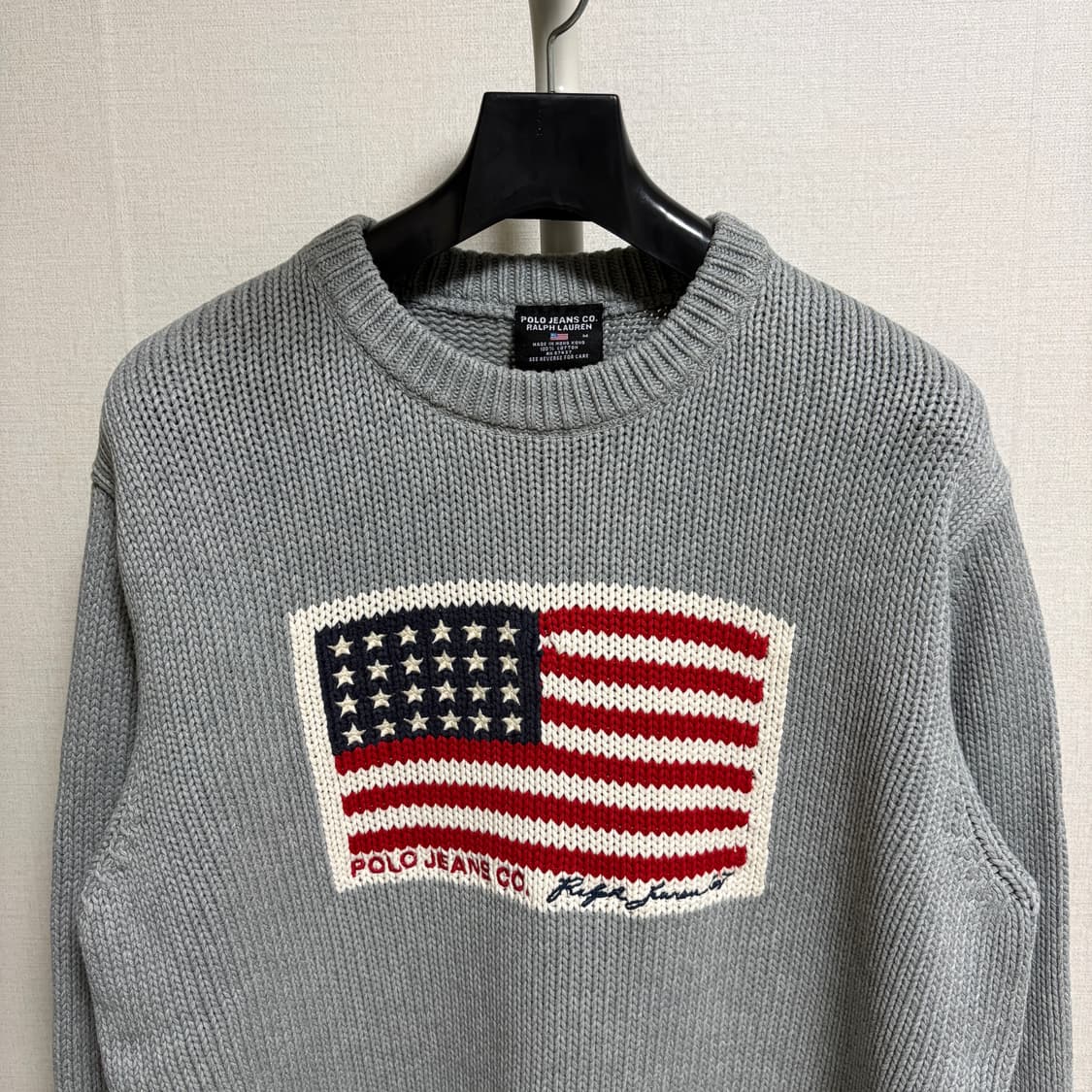 폴로 진스 성조기 코튼 니트 / 그레이, M 상품이미지2