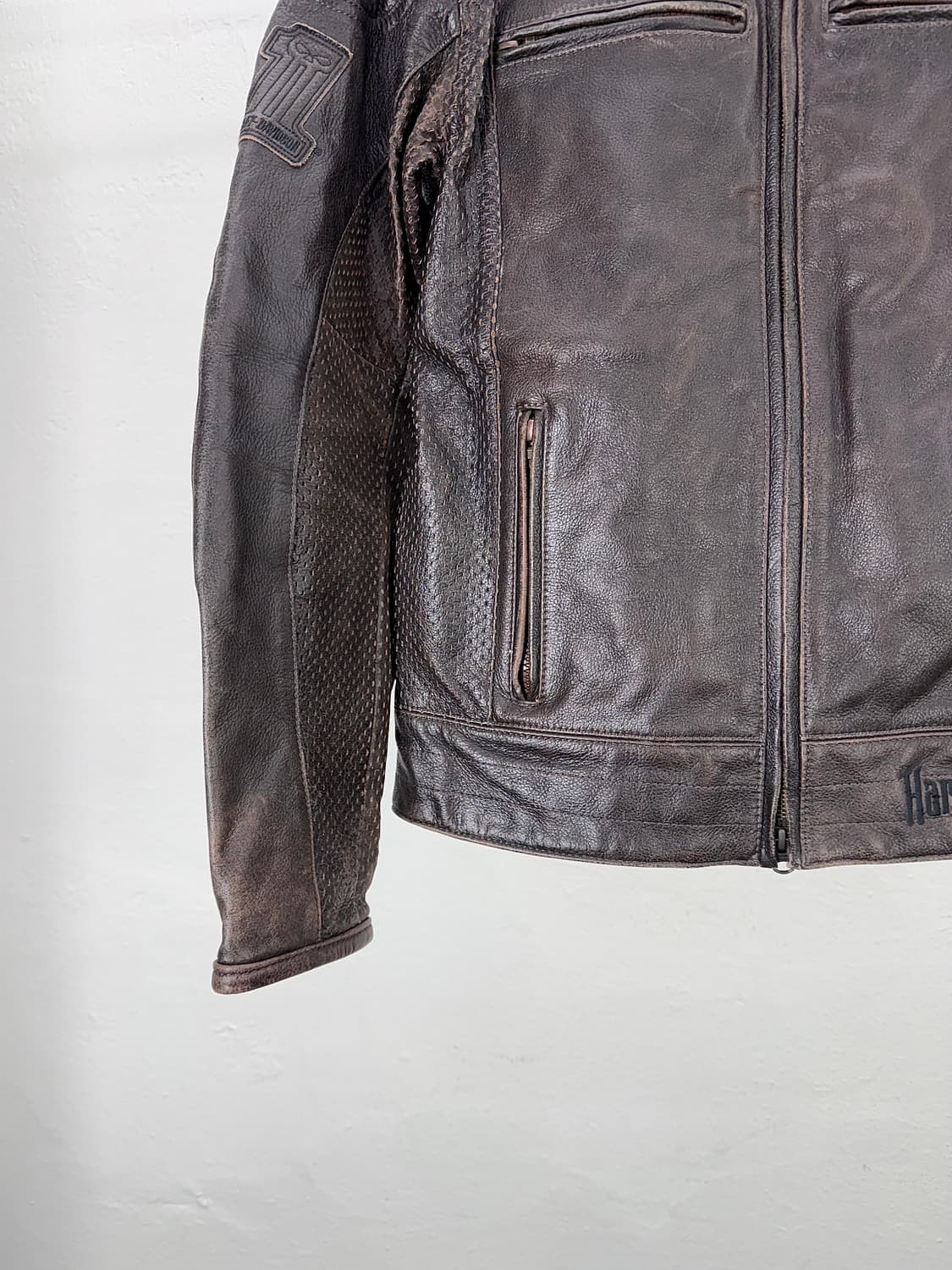 할리 데이비슨 브라운 라이딩 기어 버팔로 레더 자켓 상품이미지4