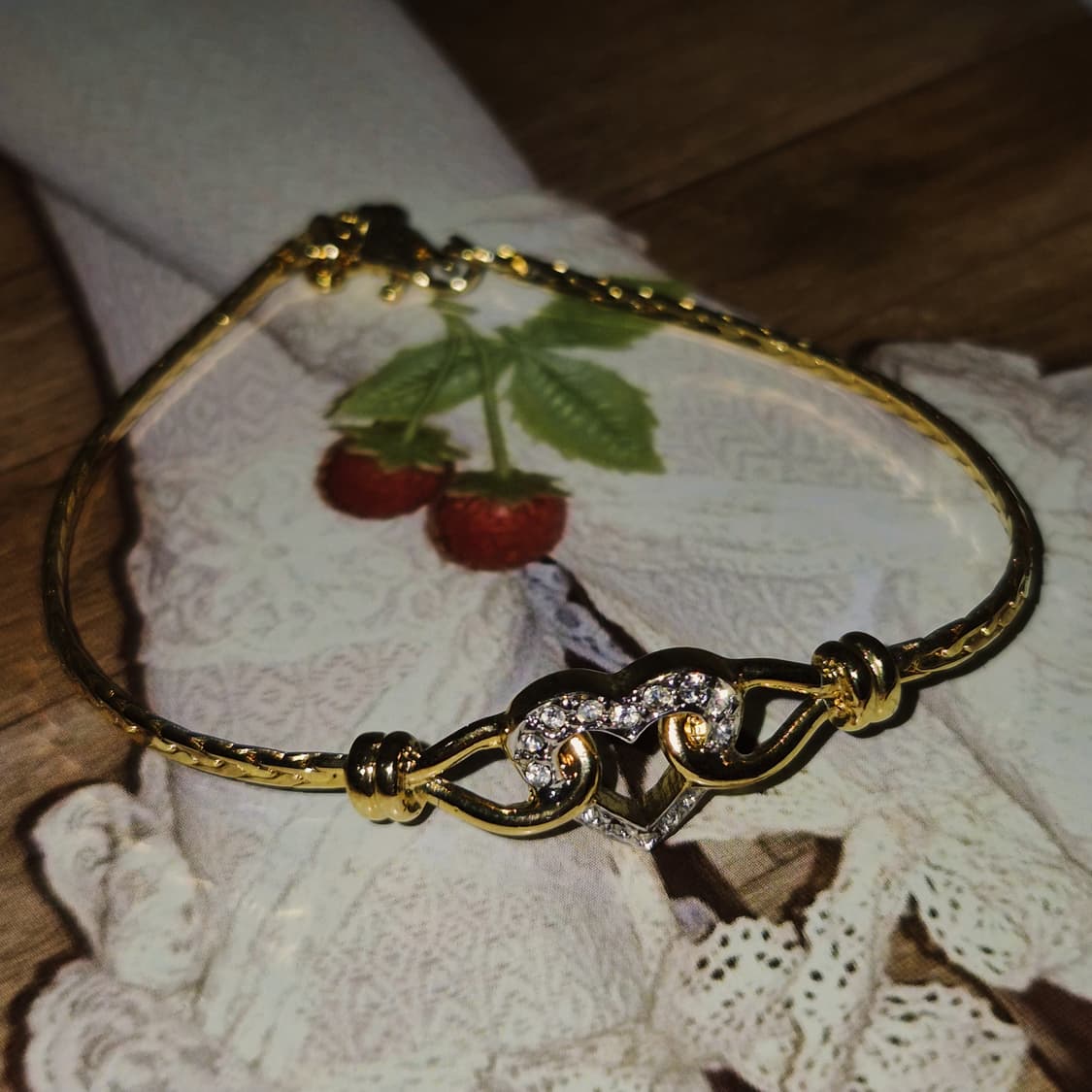 90s 꾸레쥬 하트 파베 스네이크 체인 팔찌 상품이미지9