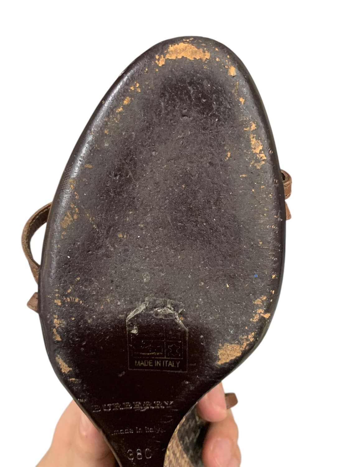 버버리 가죽 스트랩 웨지 샌들 브라운 38(240) 상품이미지9