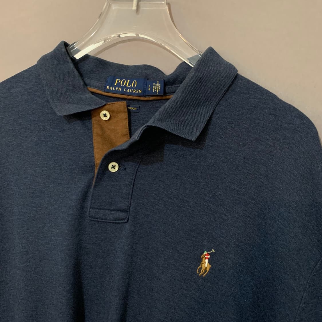 L 폴로랄프로렌 피마 소프트 터치 스웨이드 배색 PK 긴팔 카라티 상품이미지3