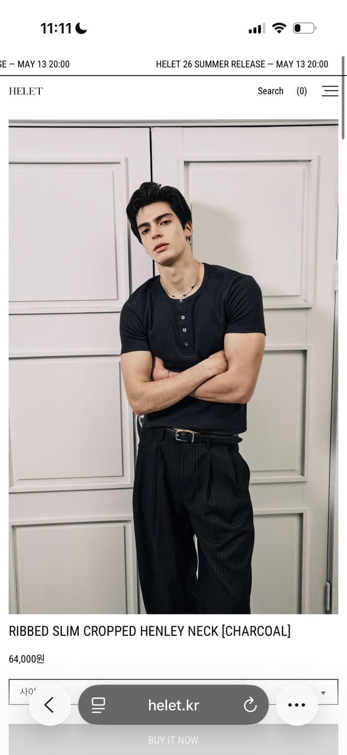 헬렛 slim cropped henley neck 상품이미지1