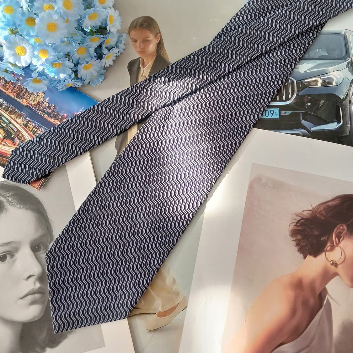 샤를 주르당 실크 웨이브 자카드 넥타이 9.1cm A등급 A19225
 상품이미지2