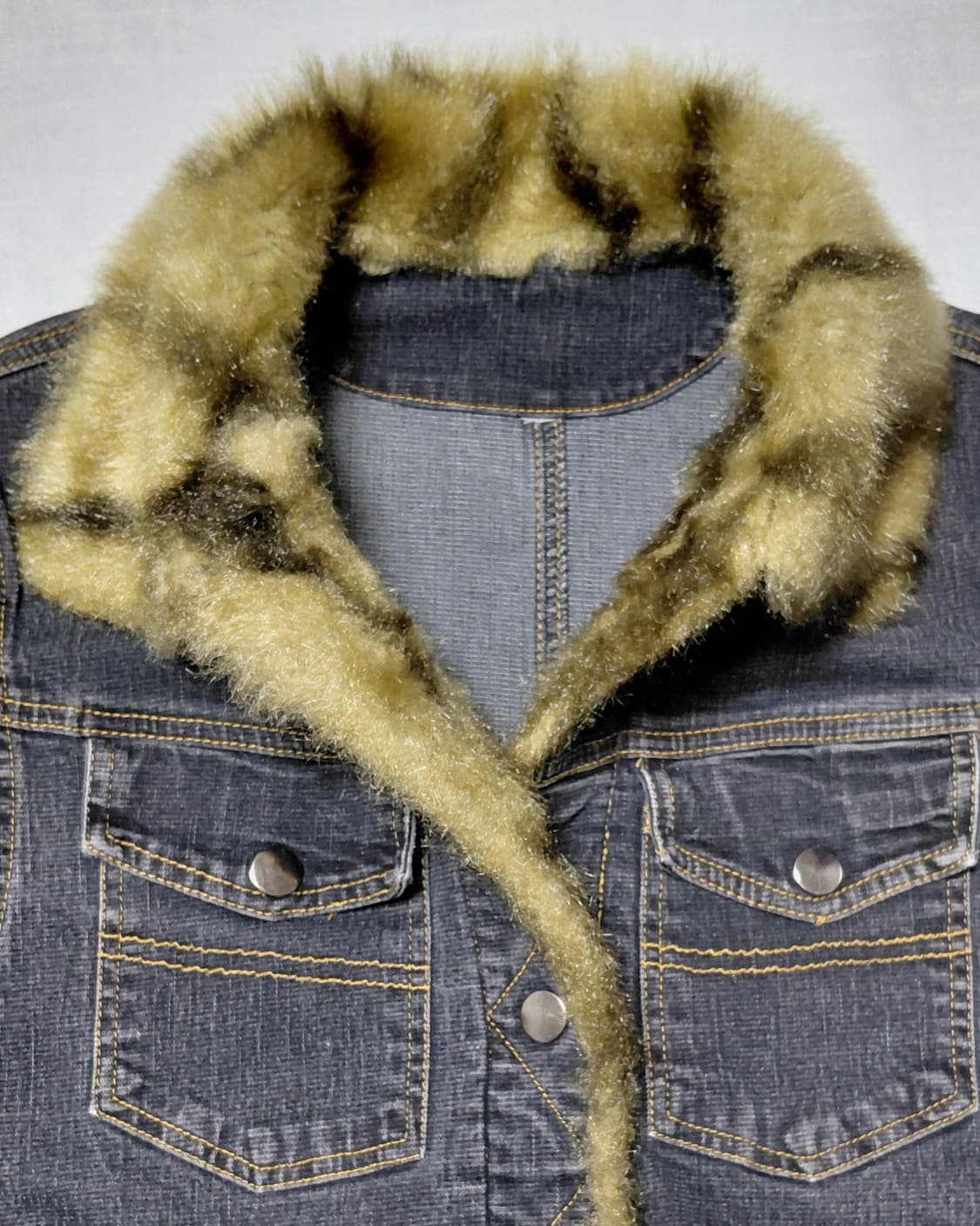 [S/무료배송] 이치오쿠 ICHIOKU 레오파드 퍼 데님 자켓 상품이미지2