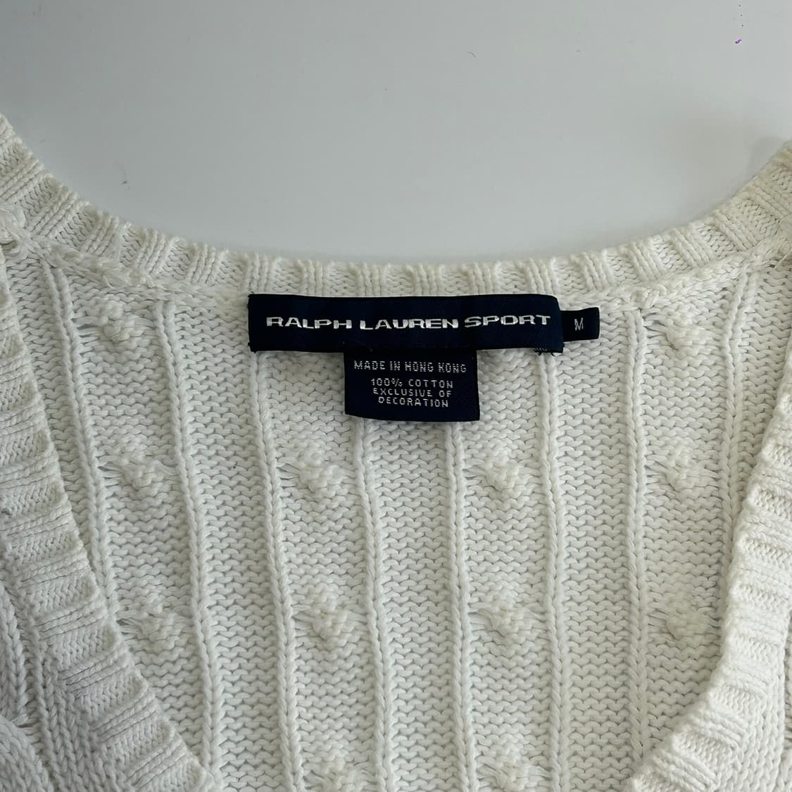 Polo 폴로 네이비포니 화이트 케이블 브이넥 니트 상품이미지5