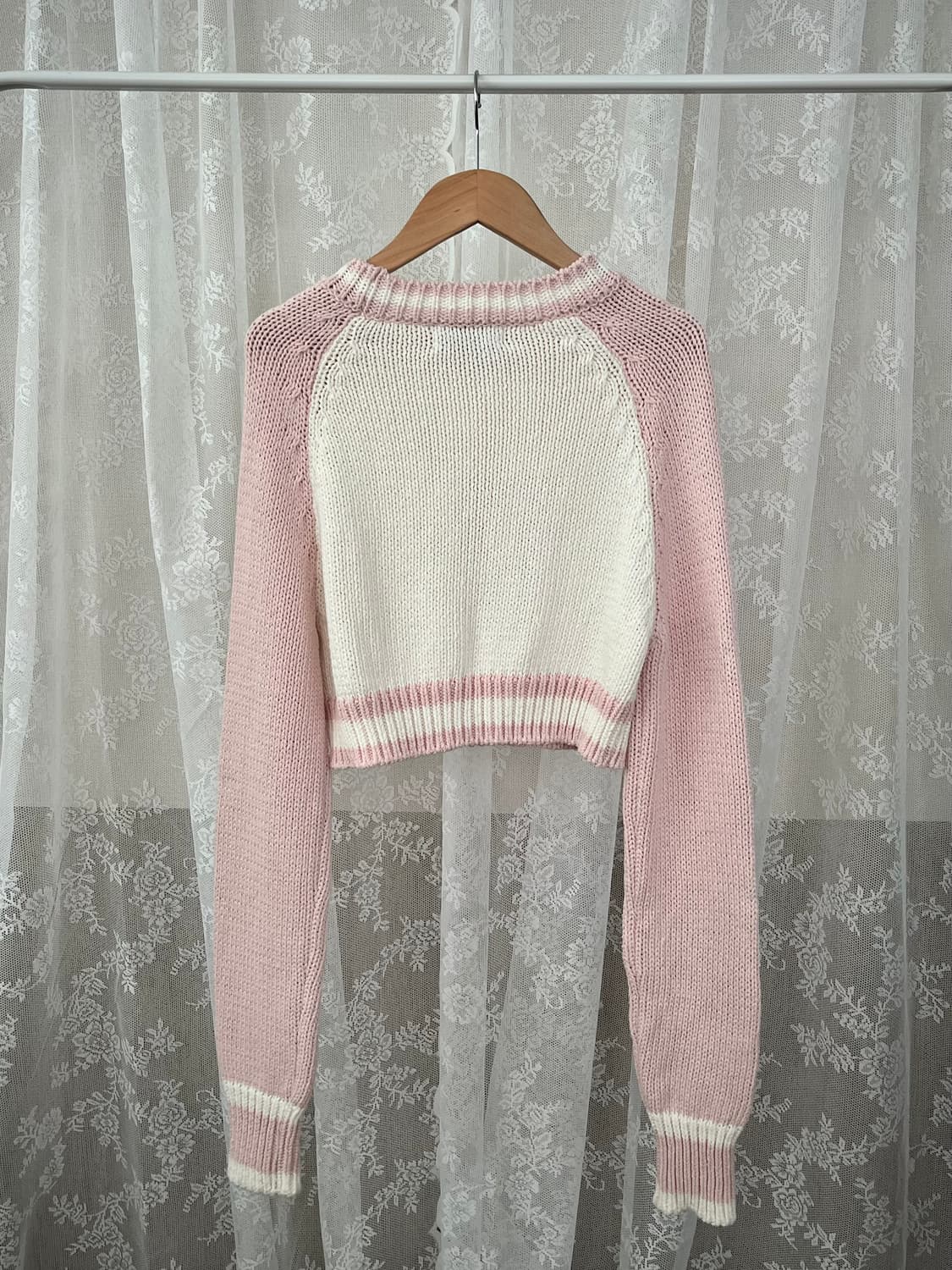 F) 쓰리타임즈 자카드 스웻셔츠 미니 핑크 상품이미지3