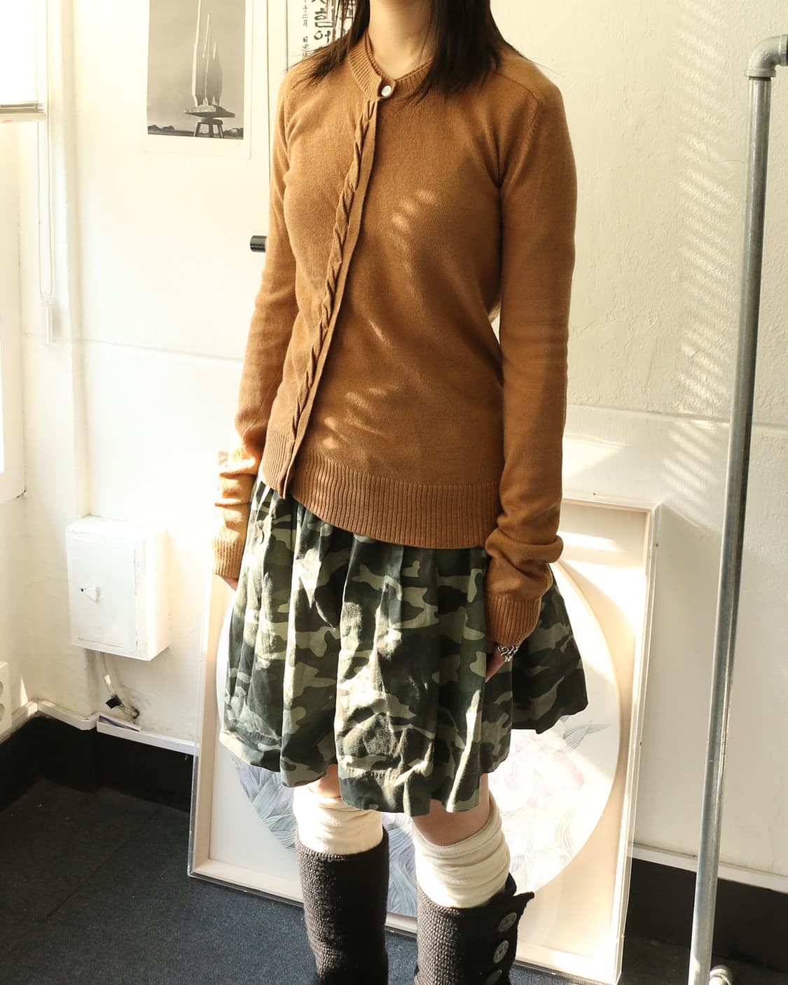 요시콘도 사선 케이블 가디건 상품이미지1