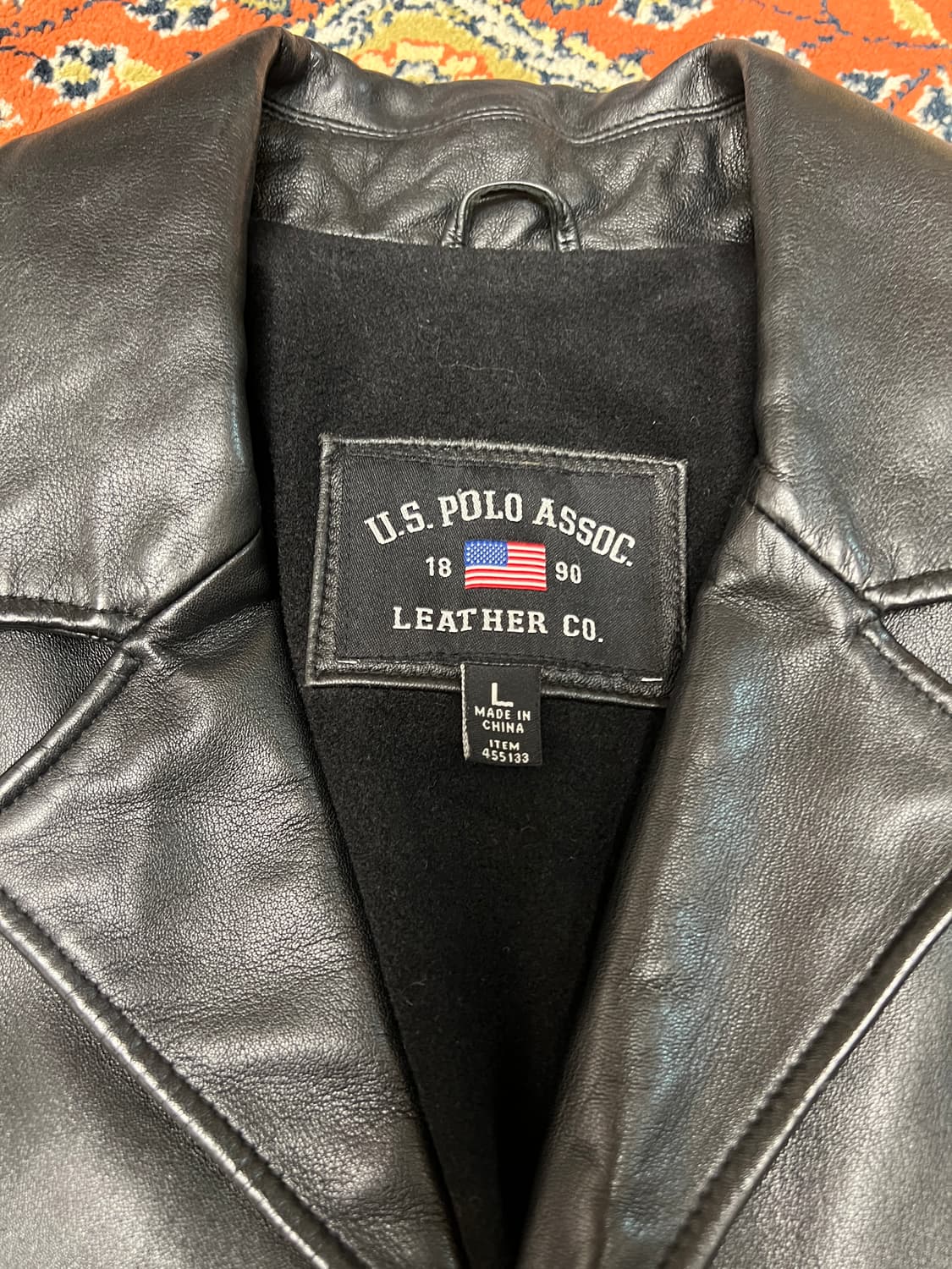 [L] US polo assoc 빈티지 양가죽 카코트 가죽자켓 블랙 상품이미지2