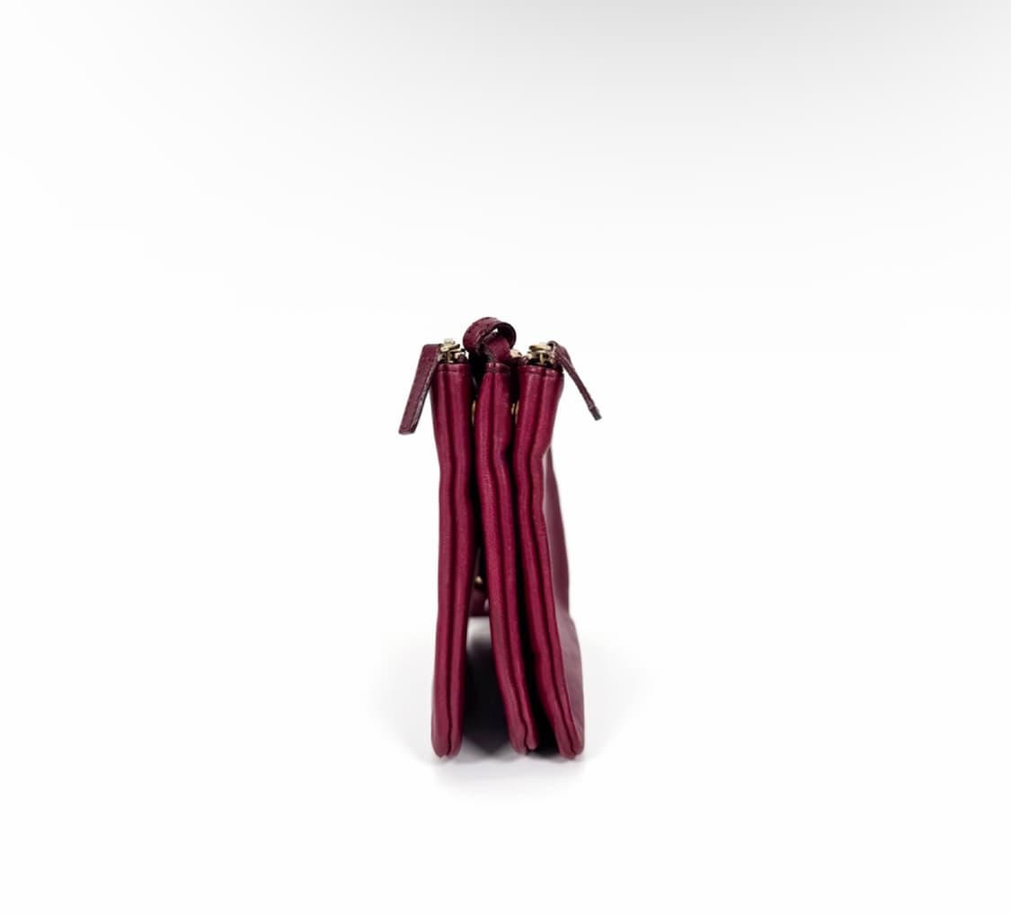 [M] 셀린느 여성 램스킨 폴디드 트리오 숄더 크로스백 미디움 버건디 상품이미지4