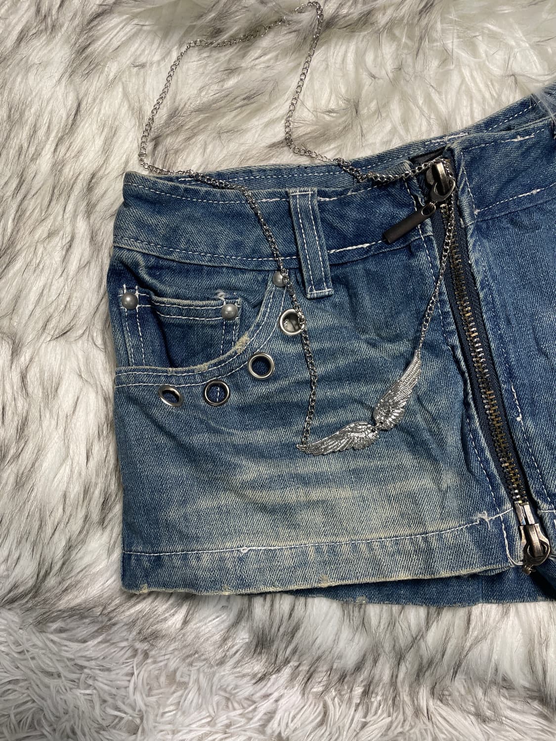 Cecil Mcbee Y2k 체인 스터드 데님 스커트 청치마 상품이미지3
