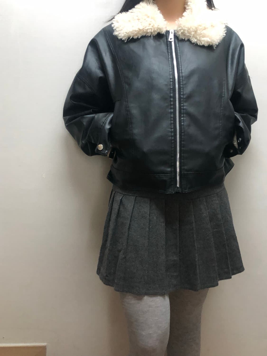 빈티지 블랙 페이크레더 자켓 상품이미지7