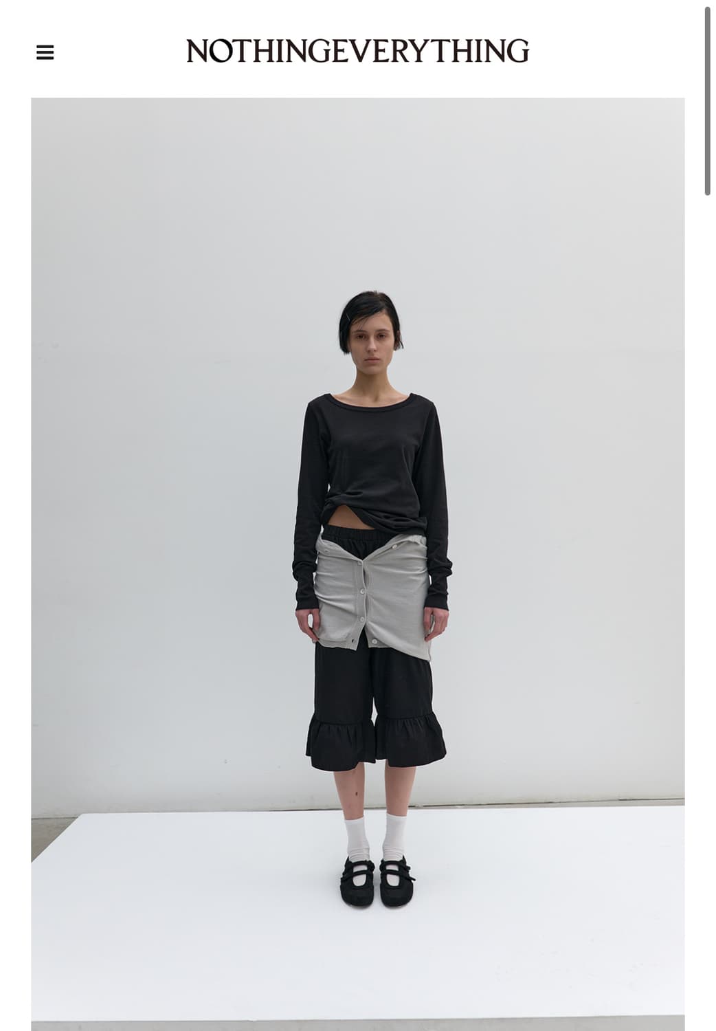 낫띵에브리띵 FRILL DETAIL COTTON PANTS블랙 상품이미지2