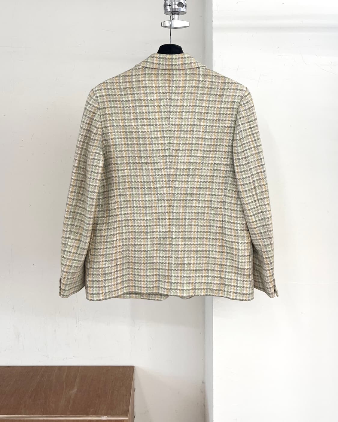 셀린느 그린 체크드 울 투버튼 노치 칼라 자켓 상품이미지6