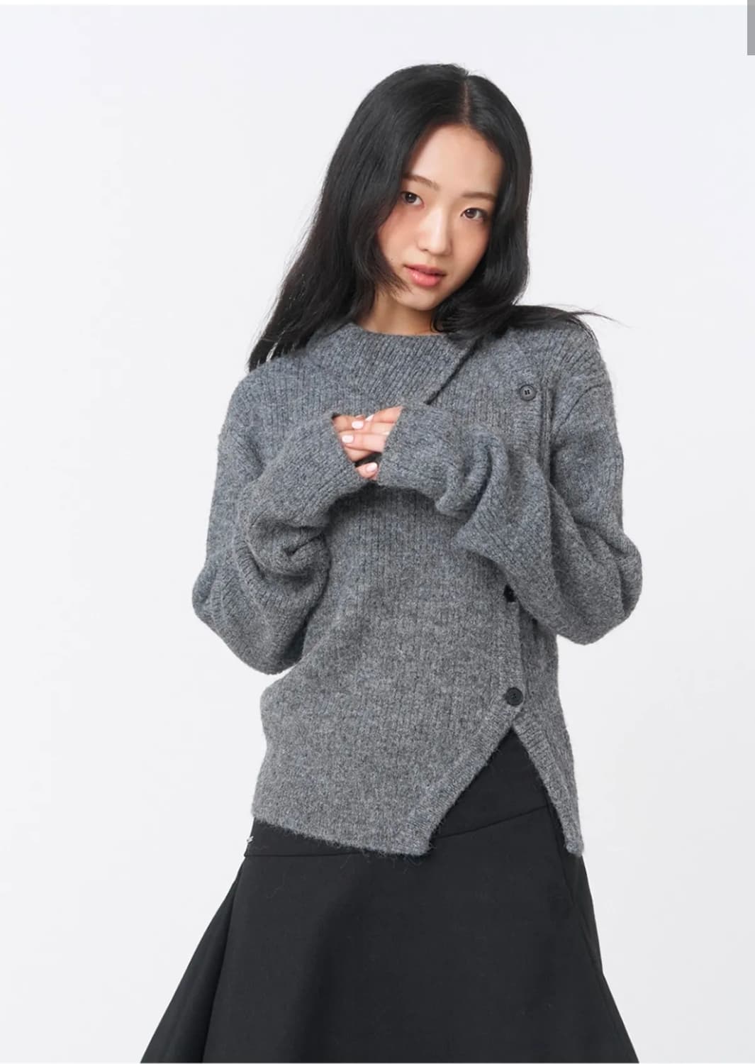 미세키서울 Side button knit GREY 상품이미지1