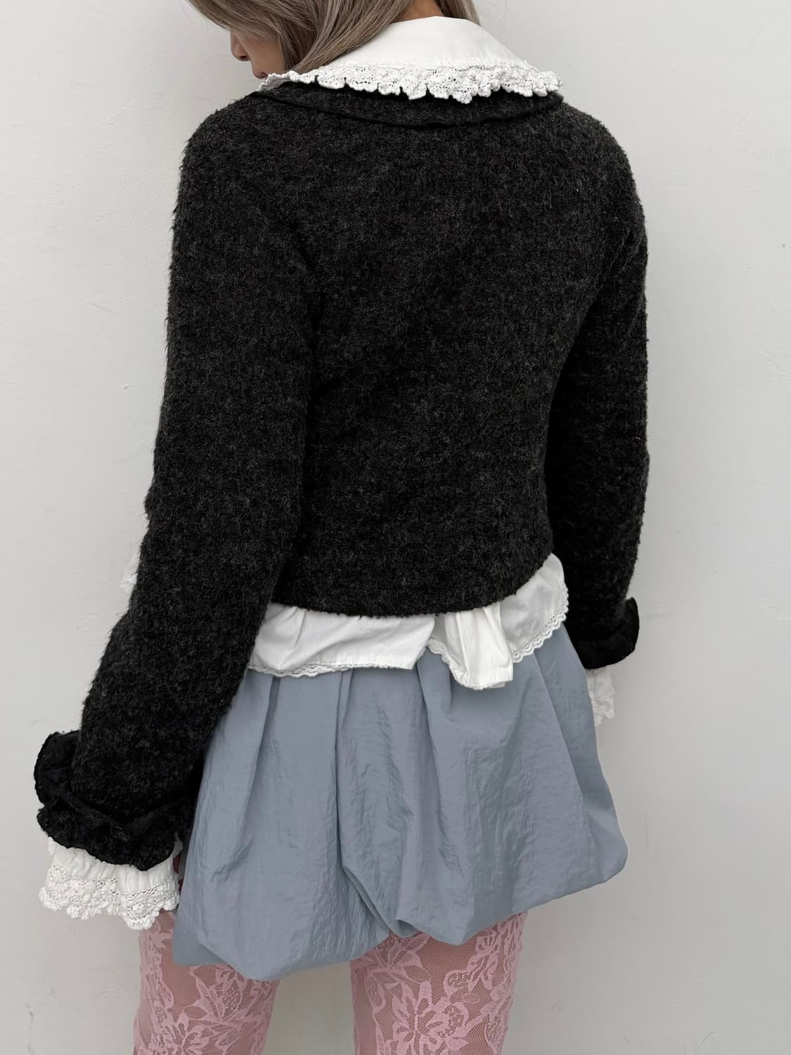 차콜 프릴 디테일 울 자켓 상품이미지5