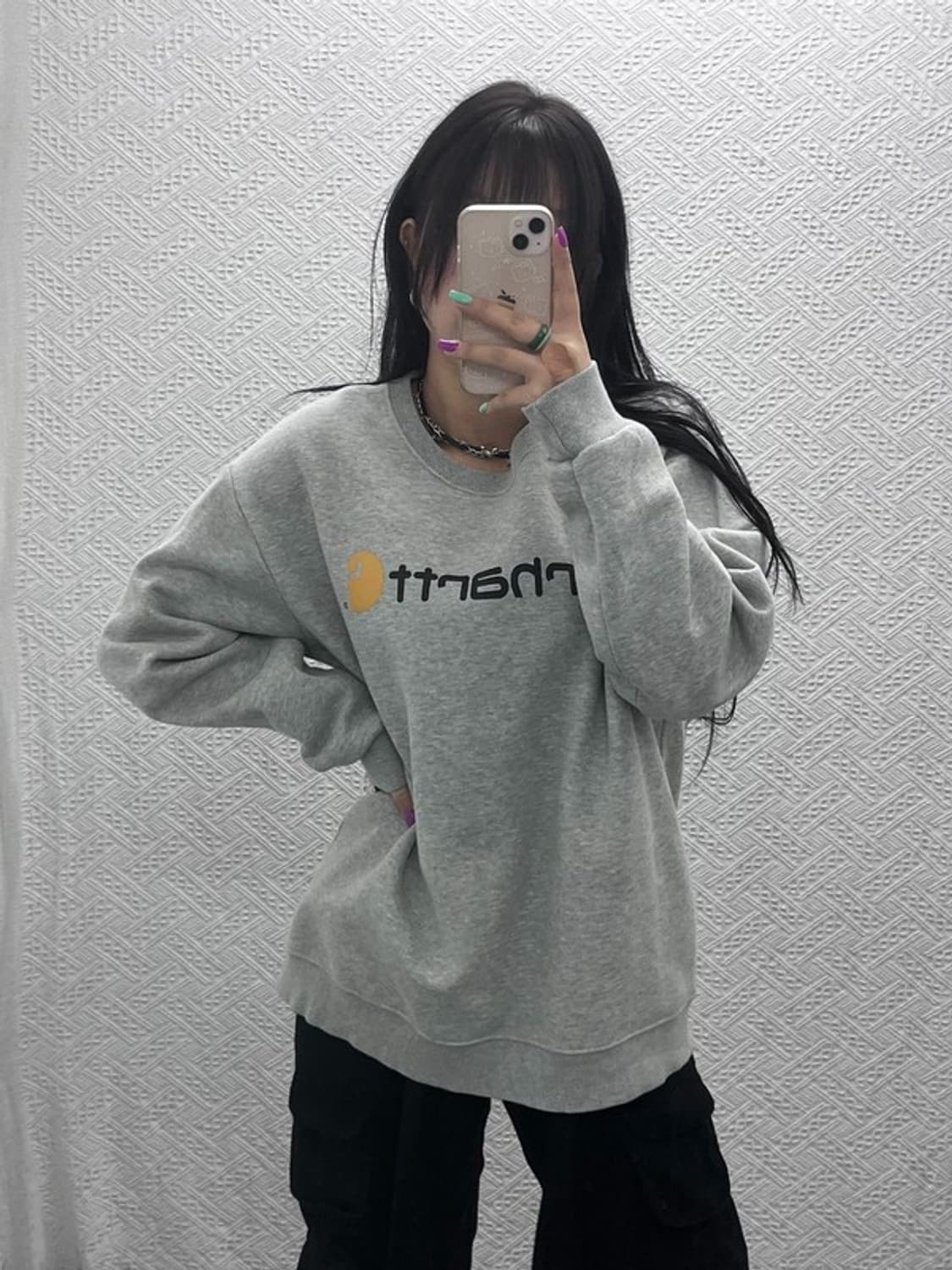 칼하트 폭닥 오버핏 빅로고 약기모 맨투맨 XL C07366 상품이미지1