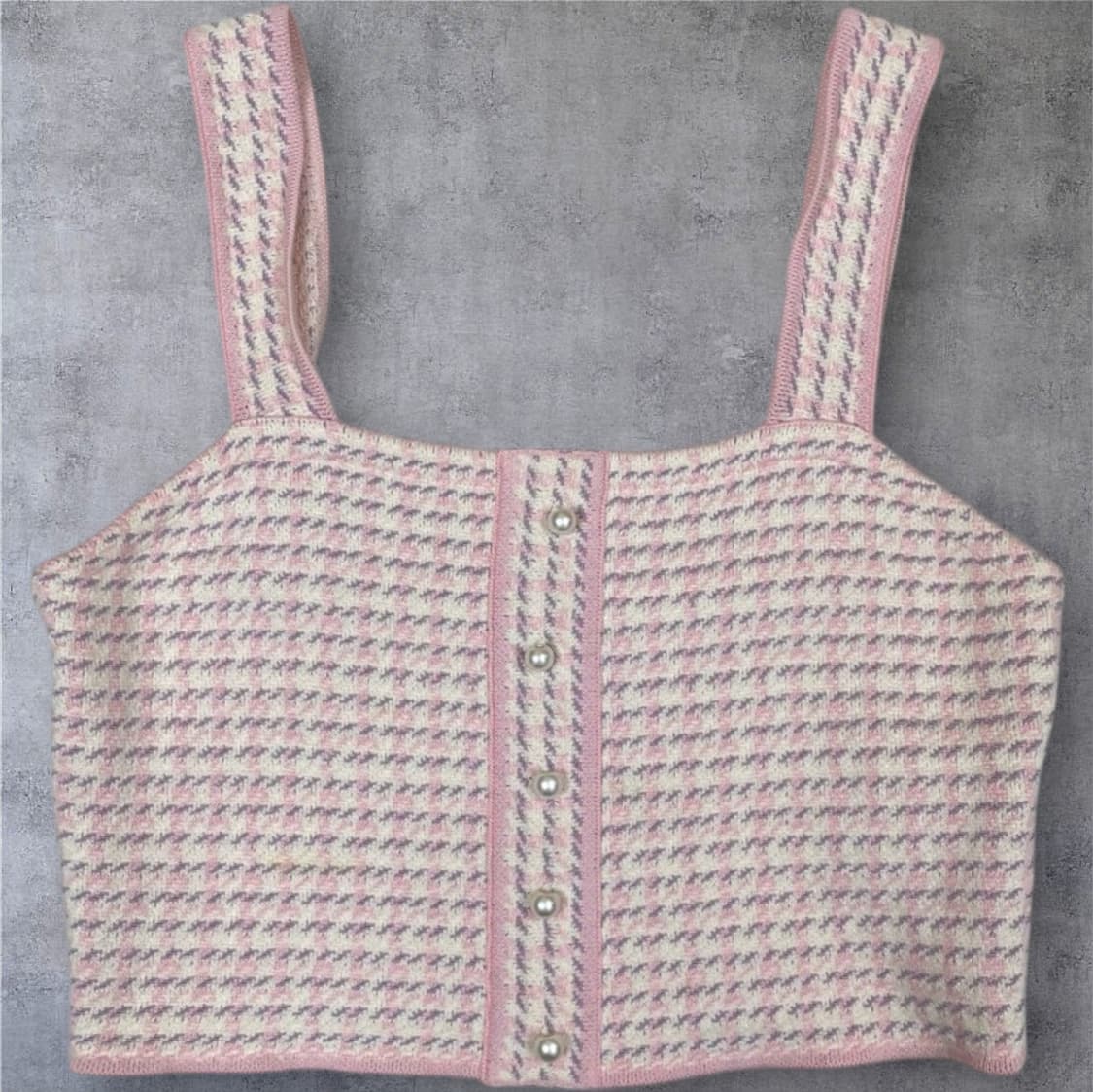 산드로 Sandro 핑크 트위드 진주 니트 쓰리피스 셋업 1 상품이미지6