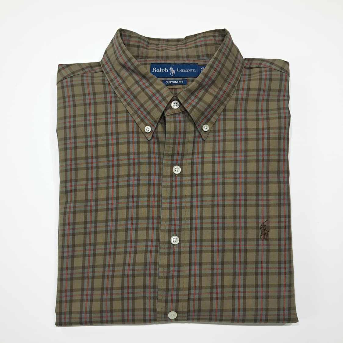 CL957 XL 폴로 00s 커스텀핏 올리브그린 클래식체크 셔츠 상품이미지8