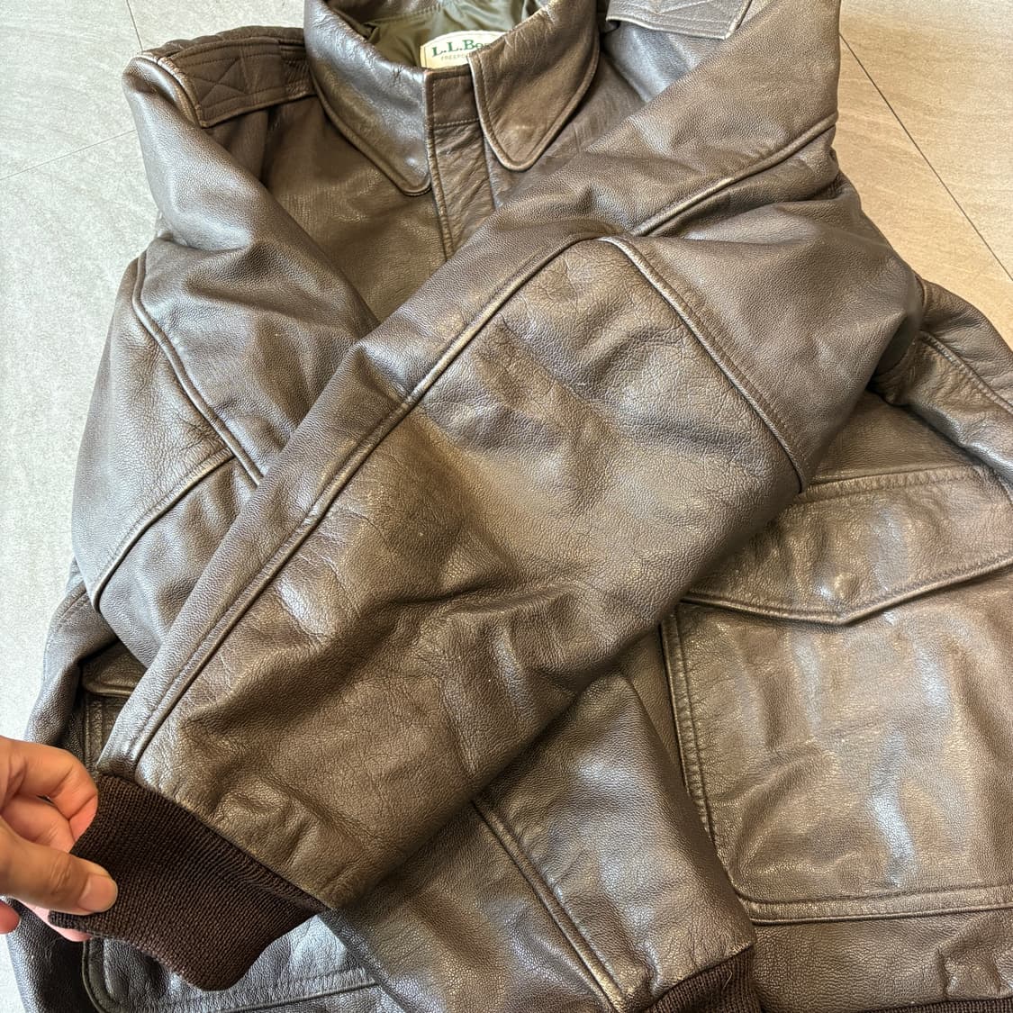 90년대 미국 생산 L.L.bean A-2 레더 자켓 상품이미지9