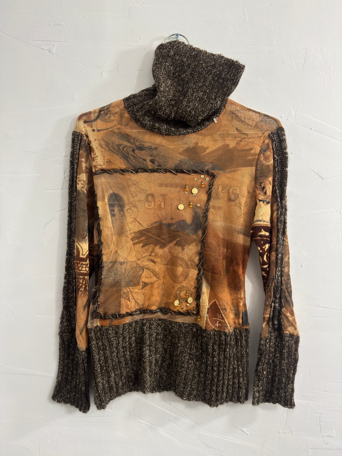 knit detail mesh top 상품이미지1