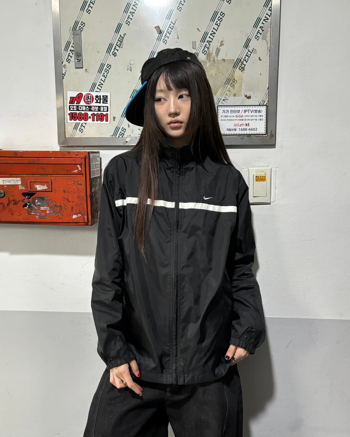 90s NIKE 올드스쿨 다크네이비 윈드브레이커 상품이미지1