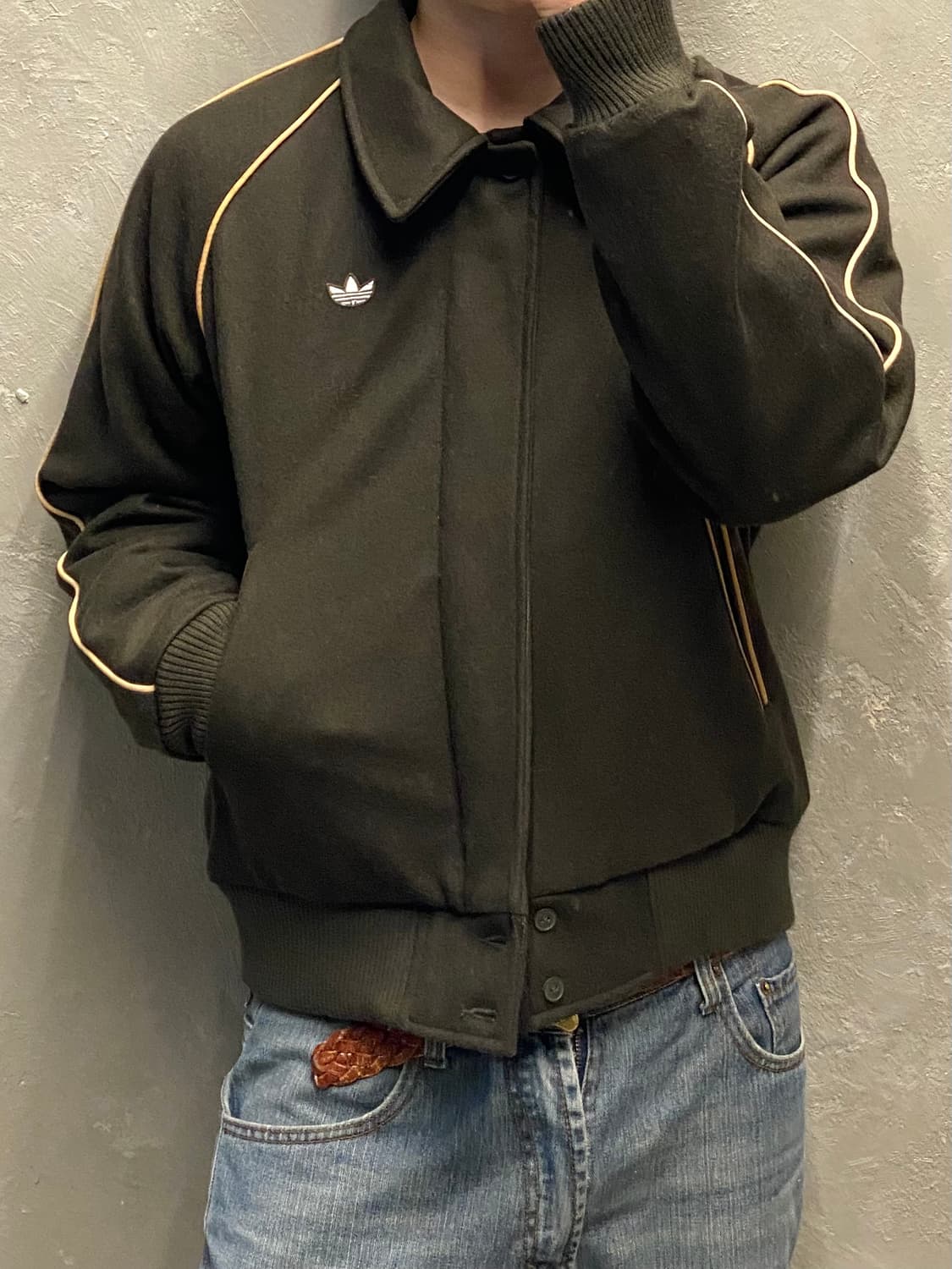 [S] 00s Adidas 아디다스 오리지널 카키 울 블루종 자켓 상품이미지10