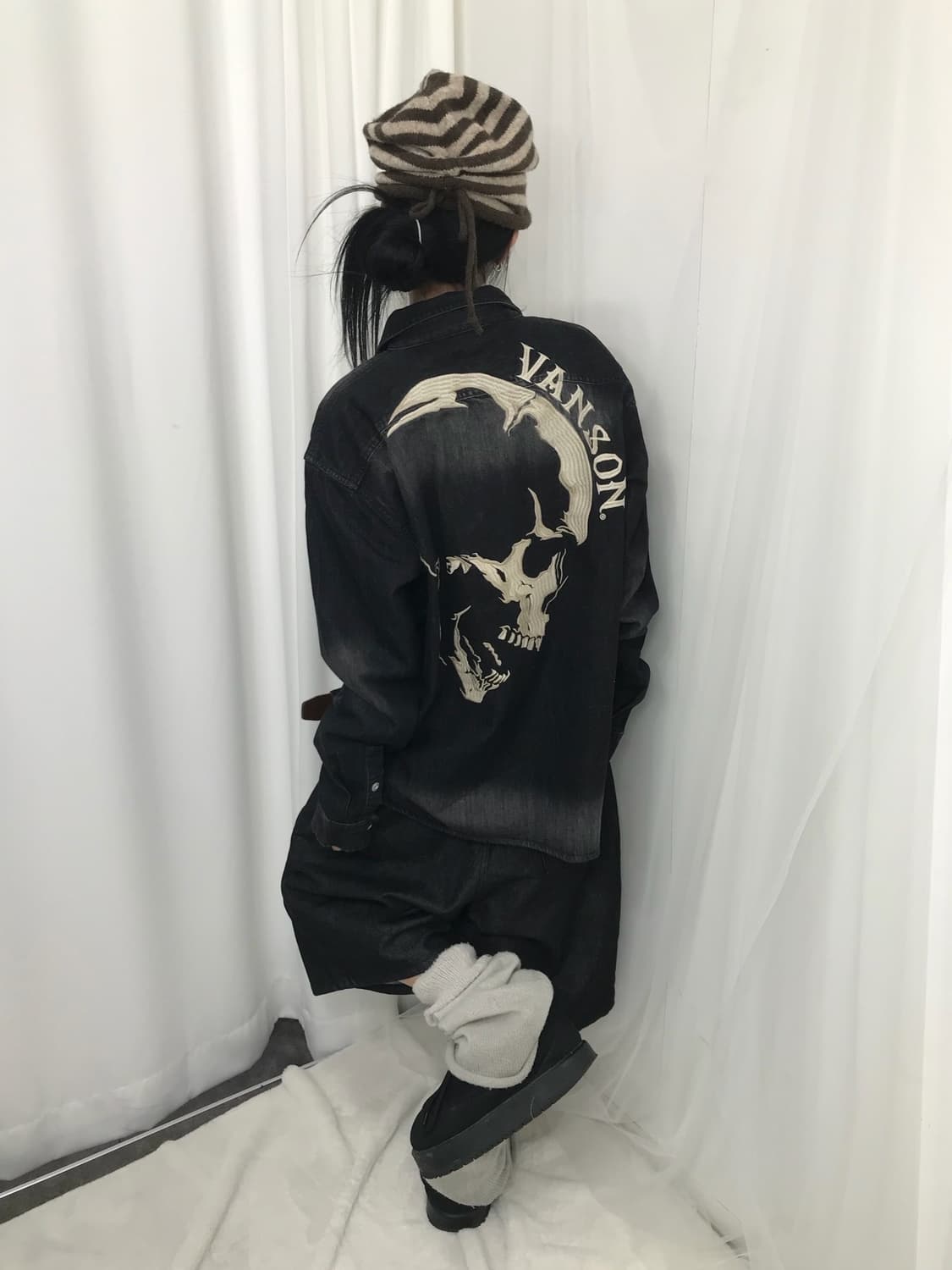☠️ 밴슨 스컬 자수패치 워싱 데님 셔츠 (레어) ☠️ 상품이미지3