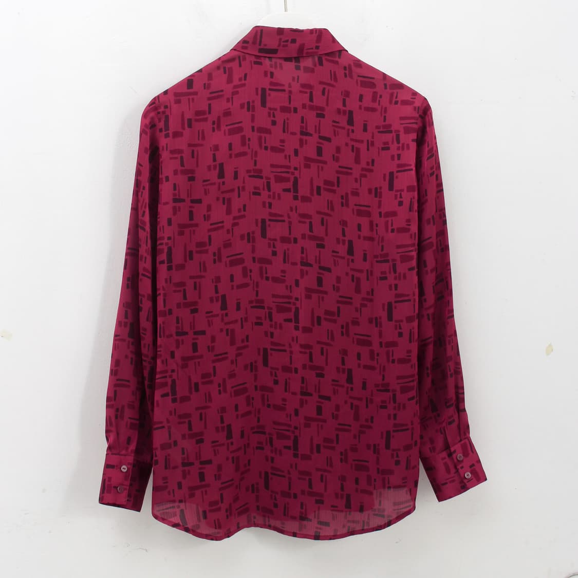 일본 빈티지 퍼플 레드 도형 패턴 블라우스 상품이미지3