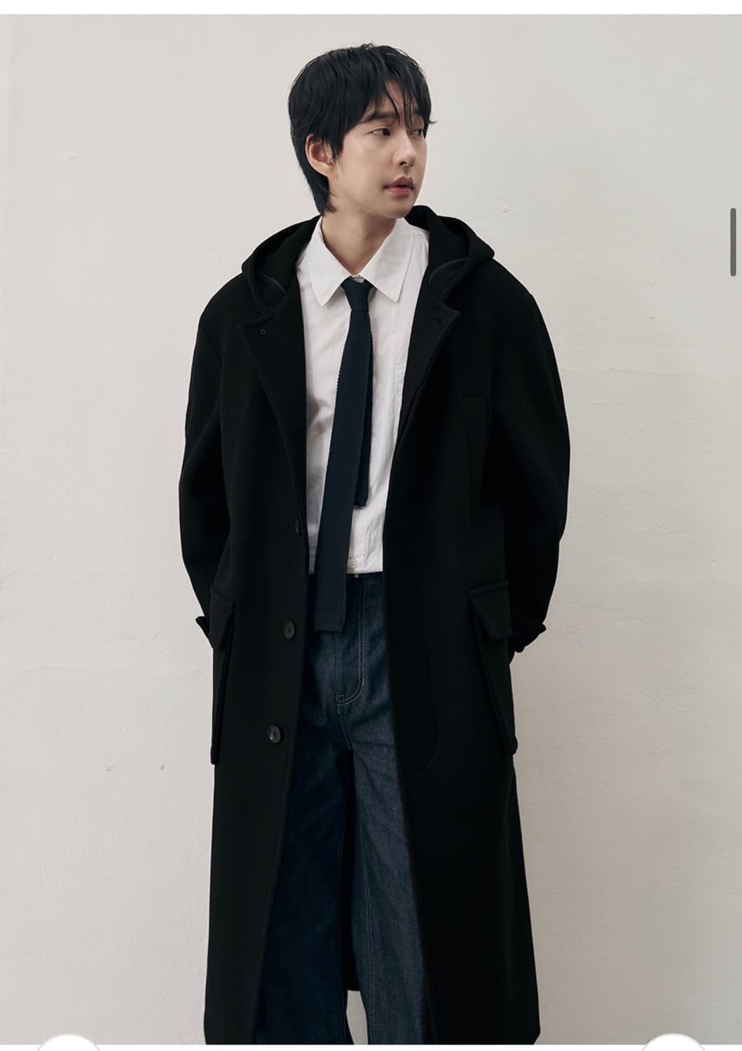 (새상품)(L) 드로우핏 오버사이즈 울 후드 코트 [BLACK] 판매 상품이미지5