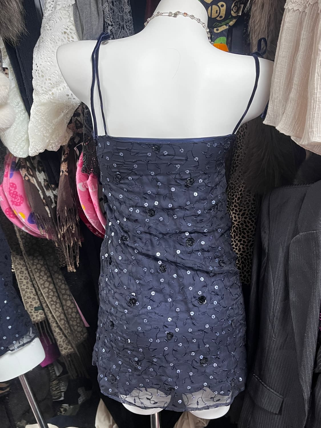 y2k 글리터 리본 슬립 원피스 상품이미지3