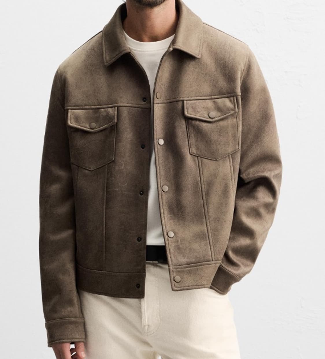 자라 라펠 칼라넥 워싱 에코 스웨이드 자켓 / L 상품이미지3