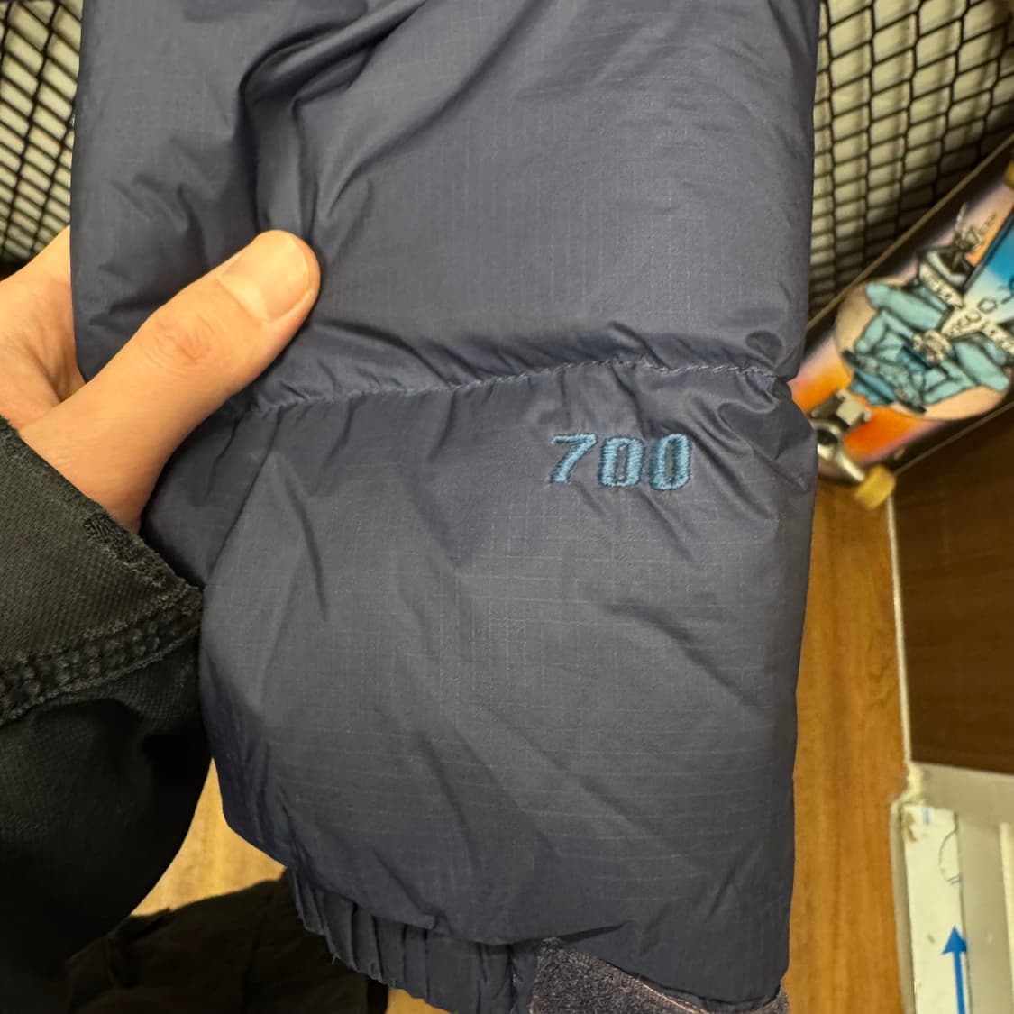 노스페이스 해리스 트위드 패널 다운 패딩 후드 자켓 네이비 브라운 상품이미지7