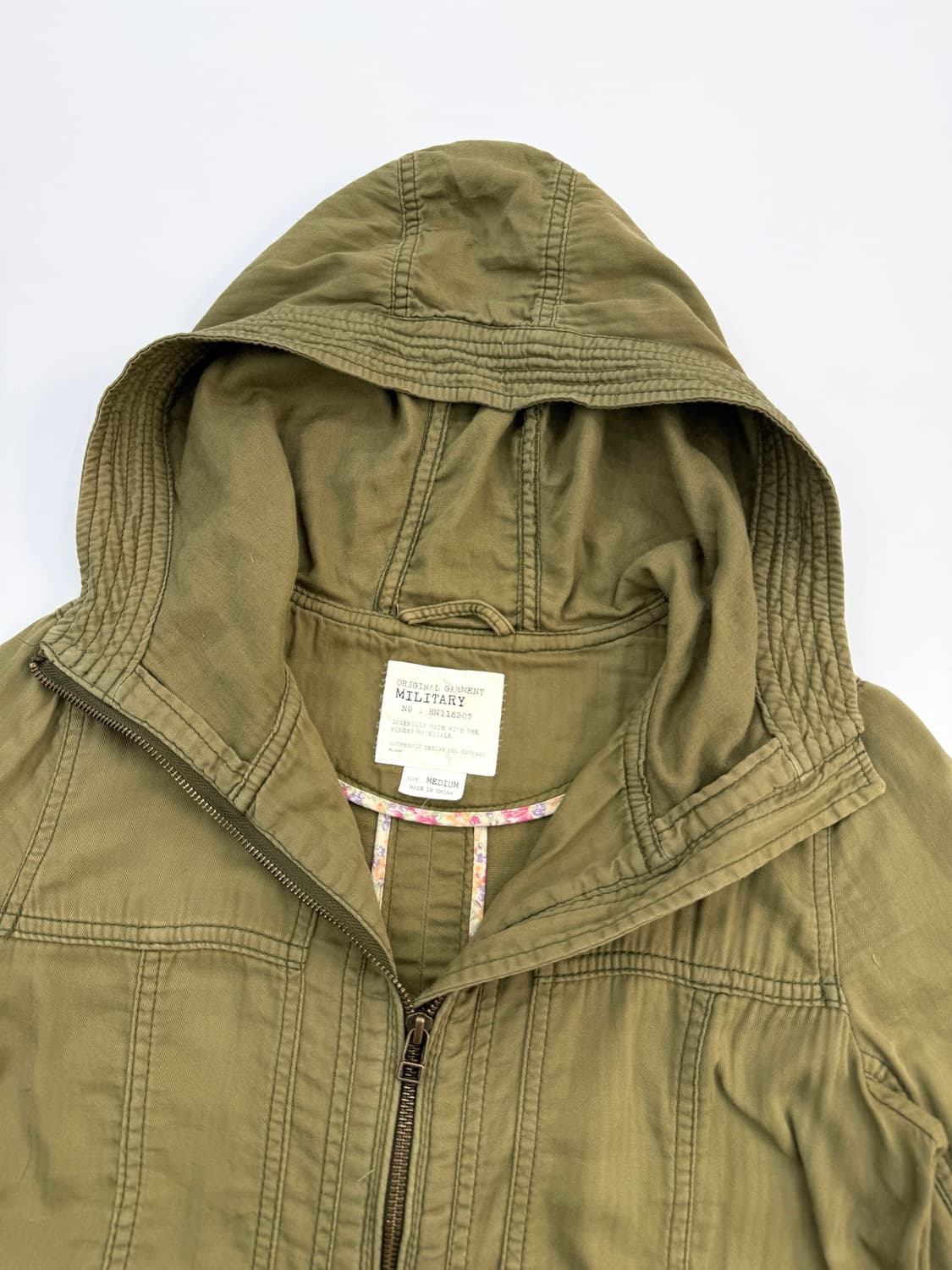 빈티지 유니클로 밀리터리 카키 후드 집업 상품이미지5