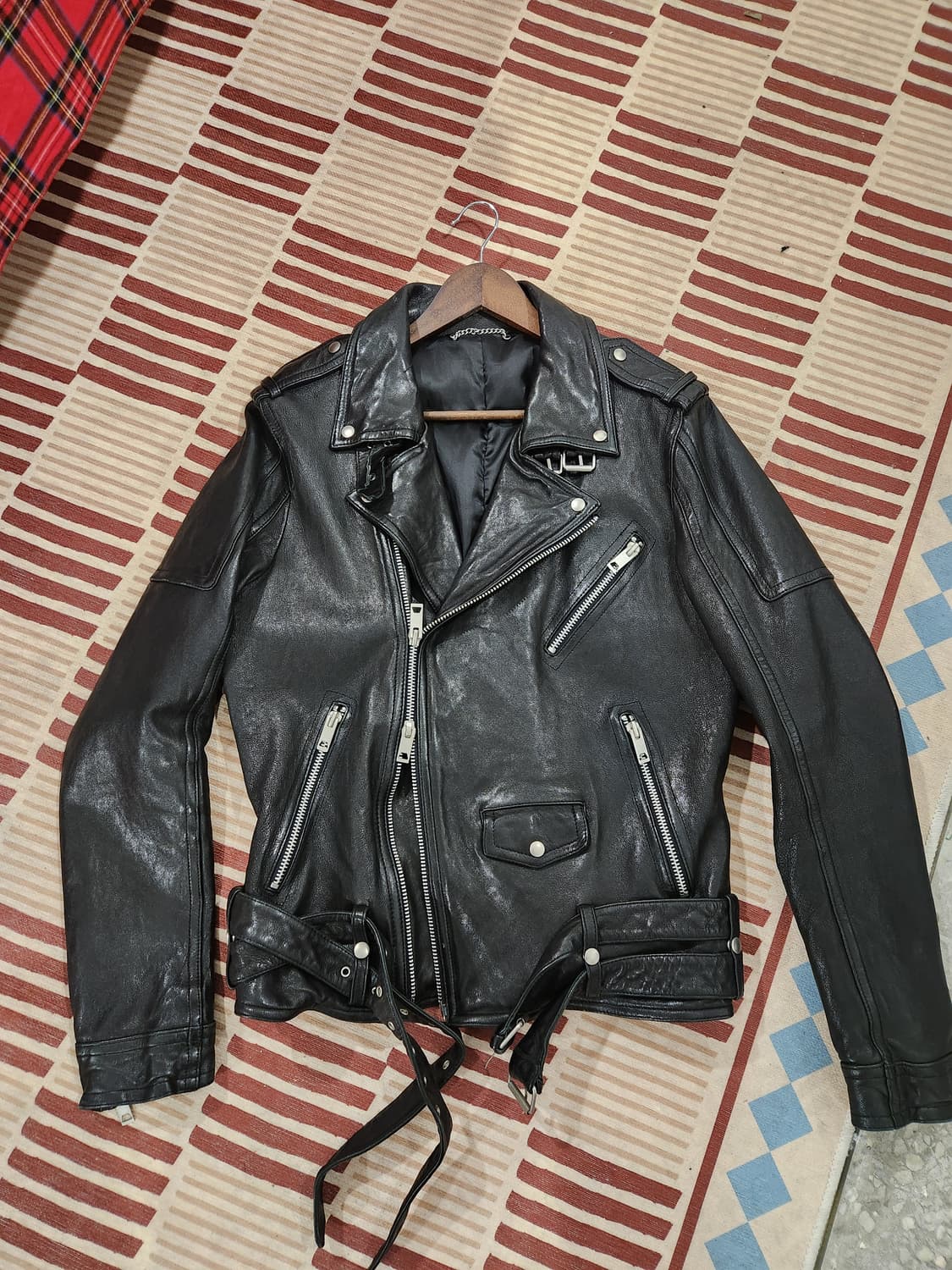 빈티지 램스킨 더블 라이더 가죽자켓 상품이미지1