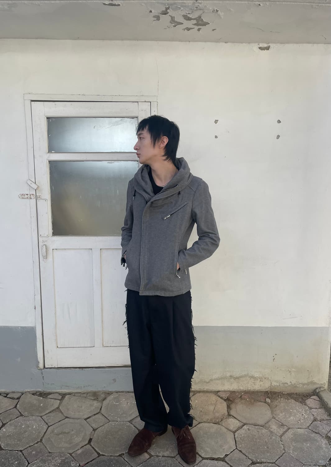 2000s 캐서린 햄넷 비대칭 후드 자켓 상품이미지2